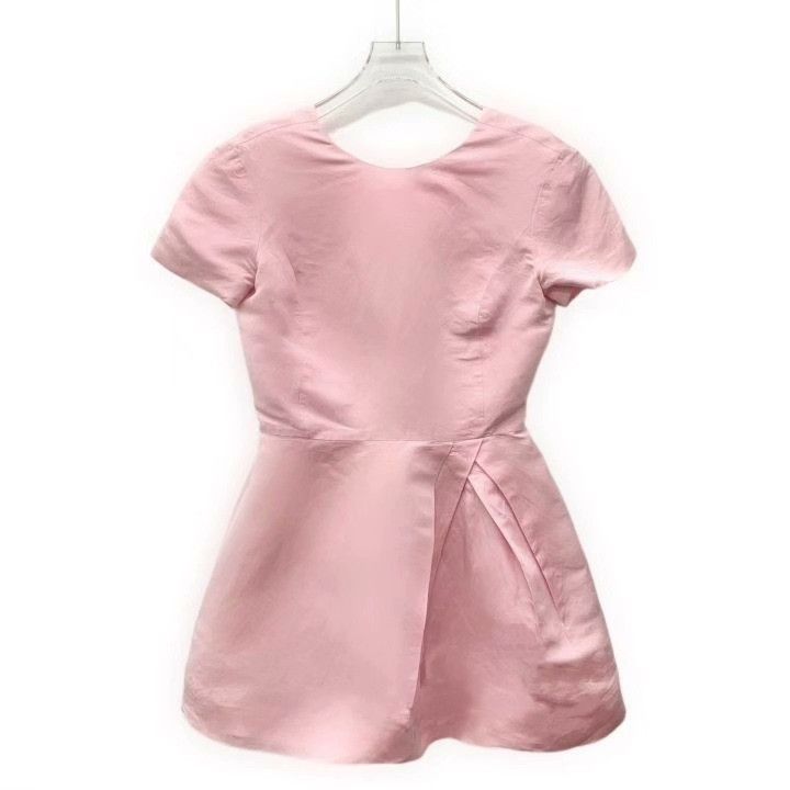 Dior Christian Dior Pink Silk Short-Sleeve Dress Size S / US 4 / IT 40 - 1 Thumbnail