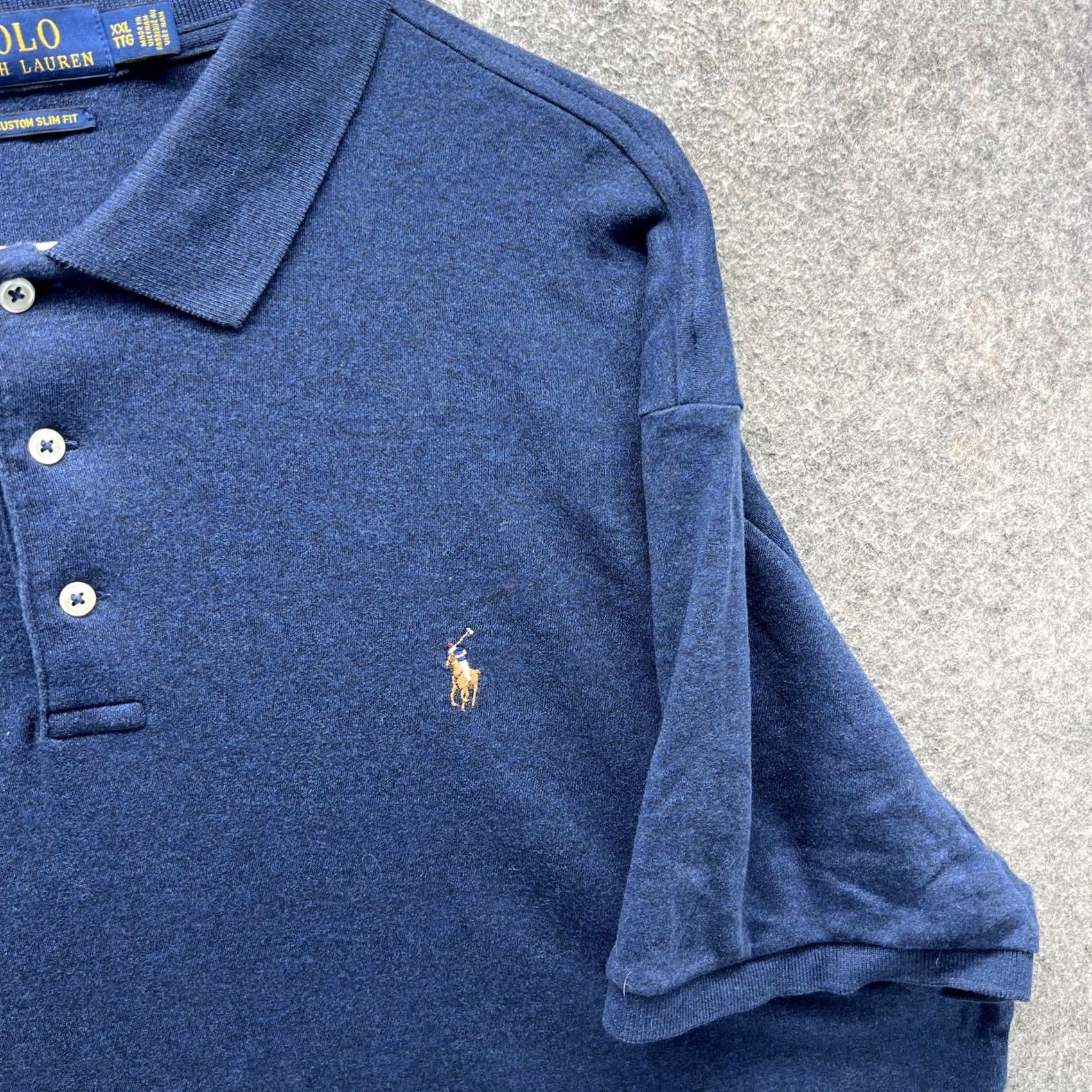Polo Ralph Lauren Polo Ralph Lauren Polo Shirt Mens 2XL Blue Solid Pony Logo Slim Fit Shirt Size US XXL / EU 58 / 5 - 6 Thumbnail