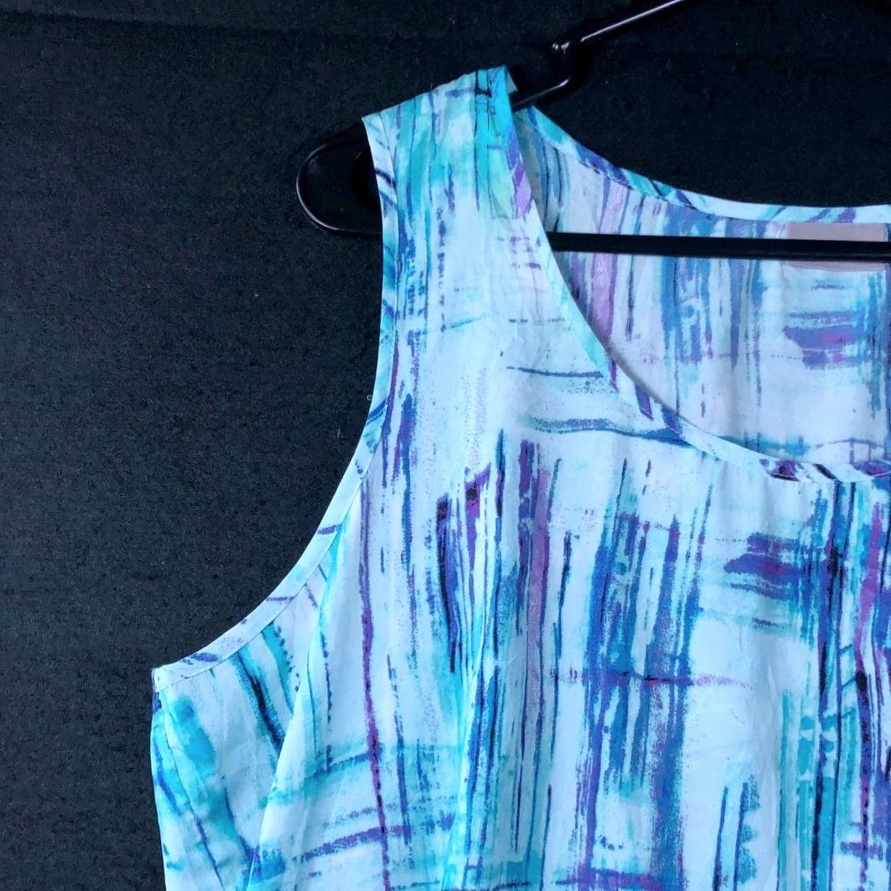 Vintage Chicos Womens Blouse Blue Purple Abstract Scoop Neck Sleeveless Lightweight XS-XL Geometric Casual Workwear Party/Cocktail 3/Regular Mens Women Girls Size XL / US 12-14 / IT 48-50 - 4 Thumbnail