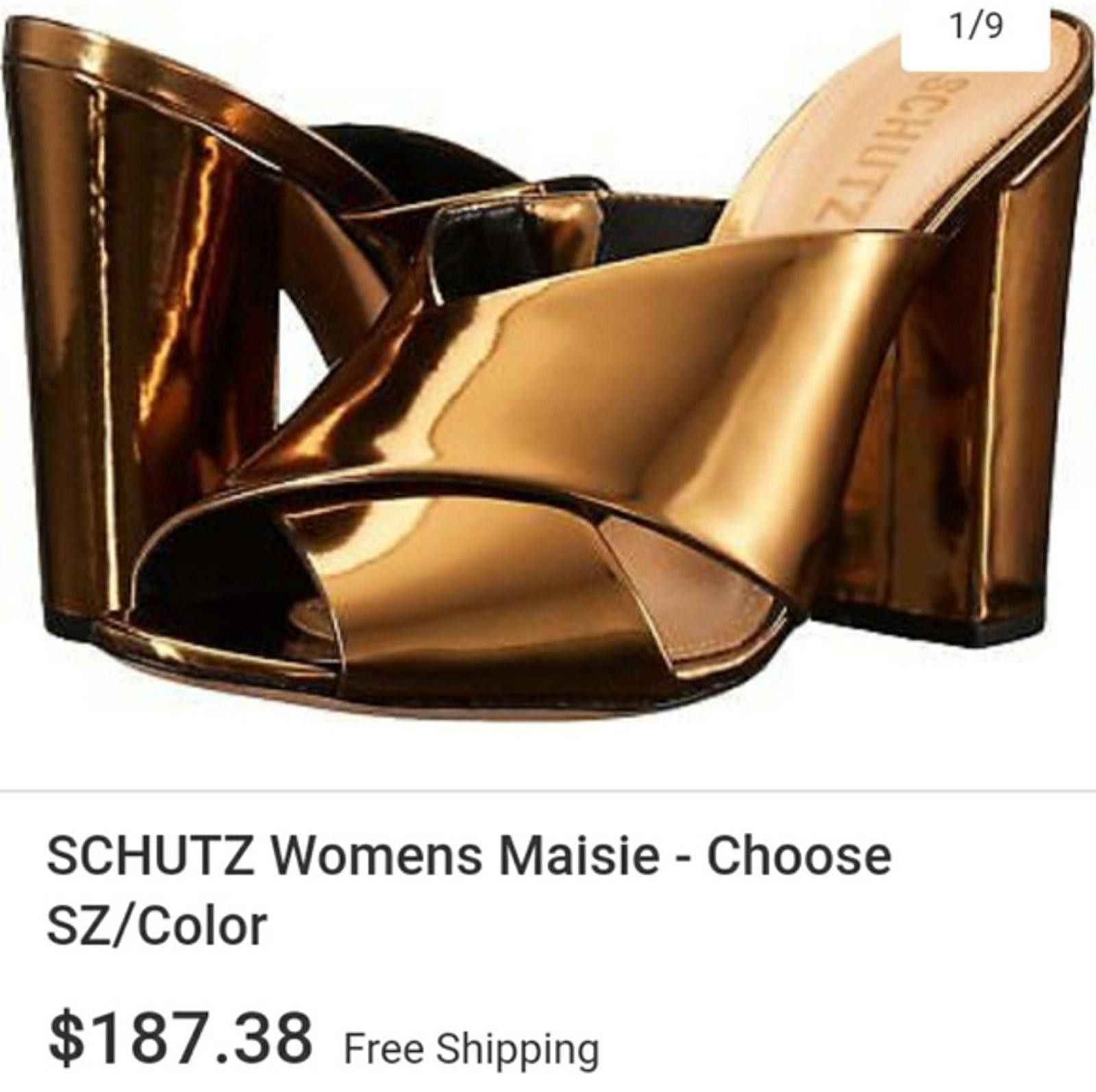Designer NWT Schutz Womens Maisie Metallic High Heel Sandals Size US 7 / IT 37 - 1 Thumbnail