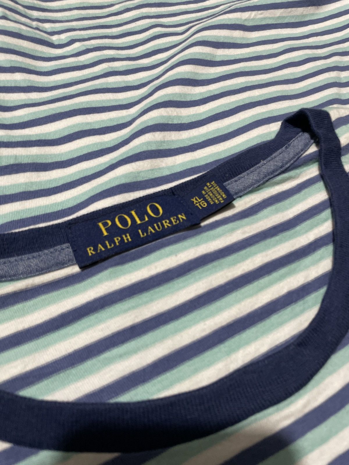 Japanese Brand × Polo Ralph Lauren × U.S. Polo Assn. Polo Ralph Lauren Blue Stripe Short Sleeve Tee - Size XL Size US XL / EU 56 / 4 - 4 Thumbnail