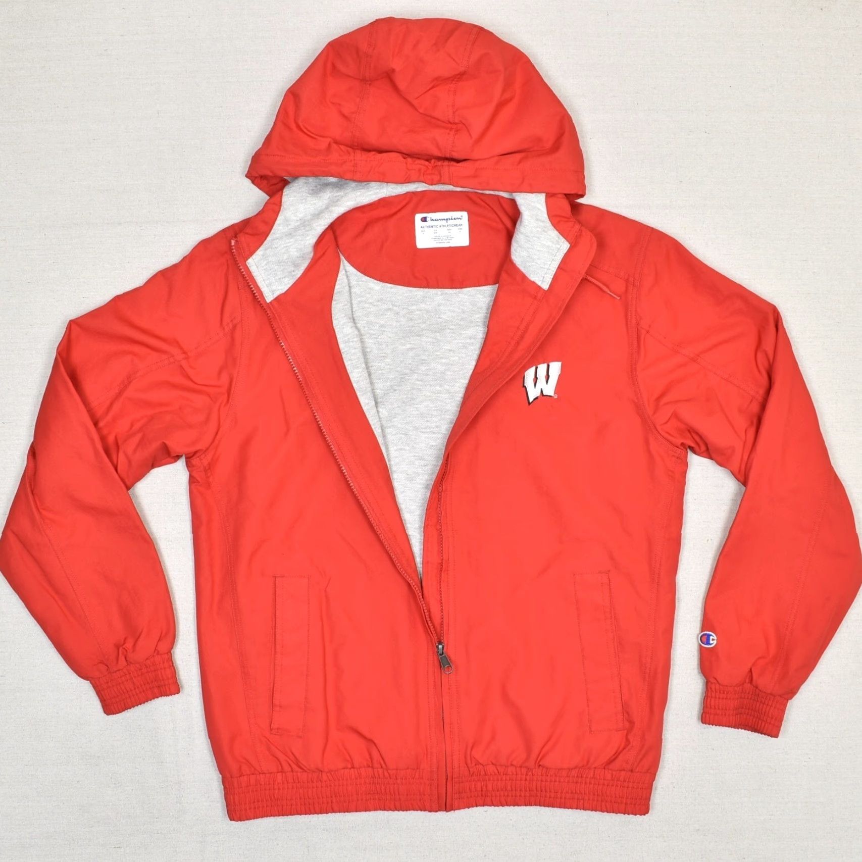 Champion Champion Men's Zip Jacket Wisconsin Badgers Red S Polyester Lined Bomber Jacket, Zip Closure, Solid Red, Men Size US S / EU 44-46 / 1 - 2 Thumbnail