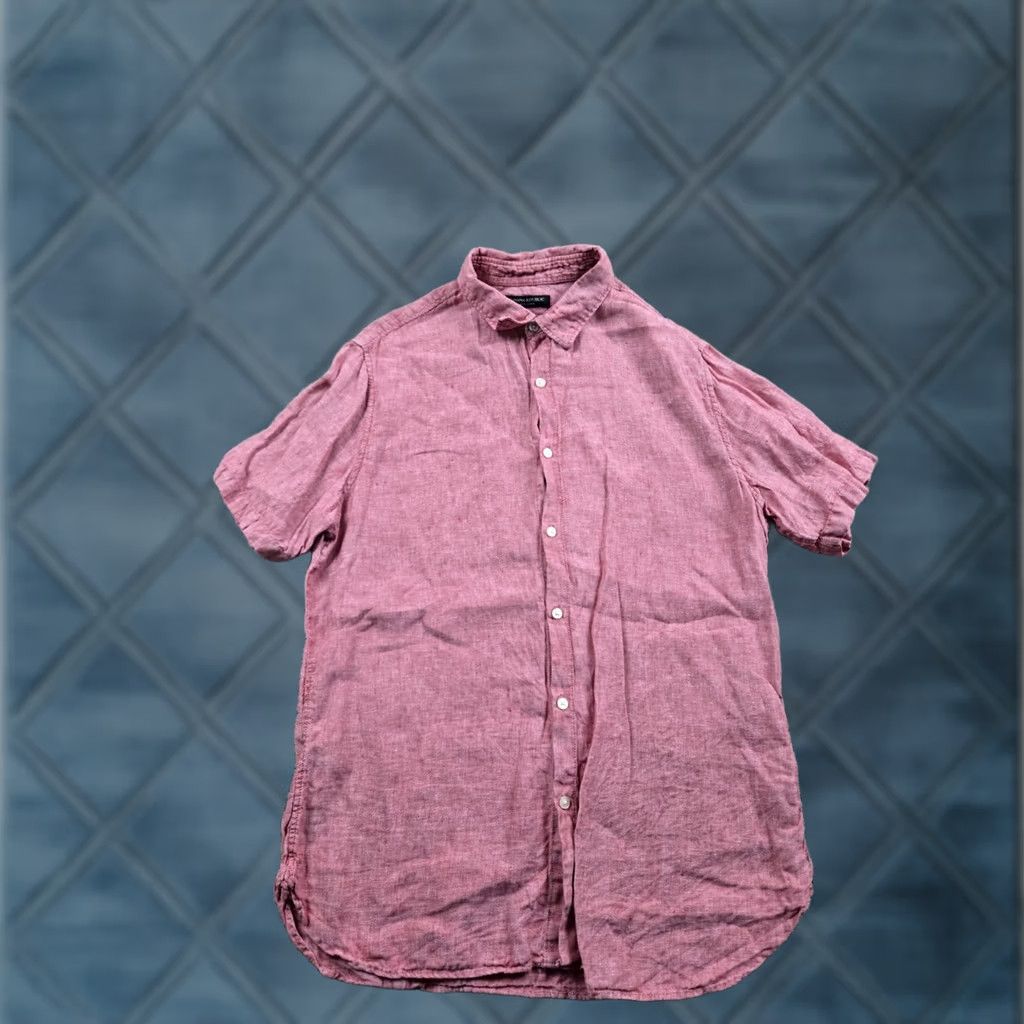 Banana Republic Banana Republic Shirt Mens M Red Linen Button-Up Short Sleeve Camden Fit Size US M / EU 48-50 / 2 - 1 Thumbnail