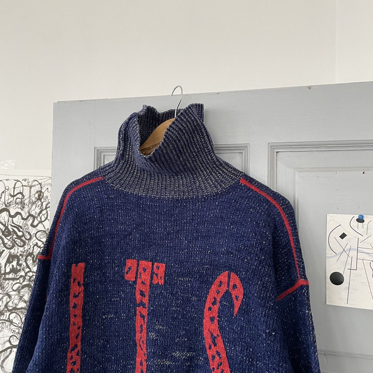Japanese Brand × Vintage Vintage Avantgarde Sweater I.T.S Indigo y2k size L Size US L / EU 52-54 / 3 - 2 Thumbnail