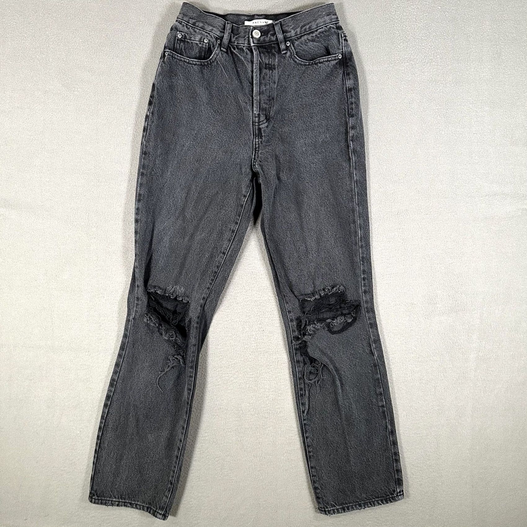 Pacsun Pacsun Jeans Womens 25 Gray Dad jean Baggy Straight Leg Distressed Button Fly Size 42" / US 20 - 2 Thumbnail