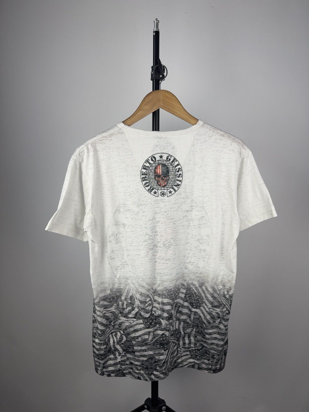 Designer × Ed Hardy Roberto Geissini Skull Studded Graphic Tee – American Flag Size US L / EU 52-54 / 3 - 4 Thumbnail