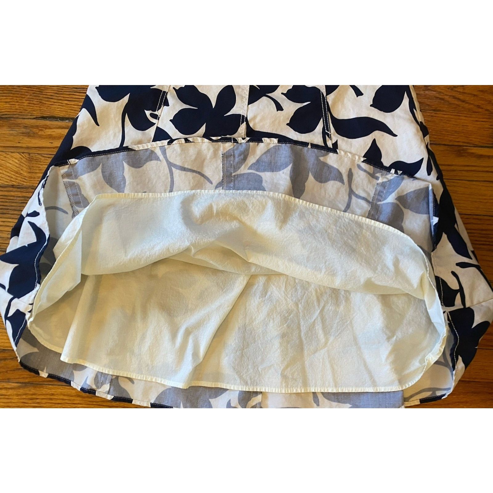 Banana Republic BANANA REPUBLIC Navy Flare Skirt Cotten Linen Blend Women 8 Size 30" / US 8 / IT 44 - 3 Thumbnail