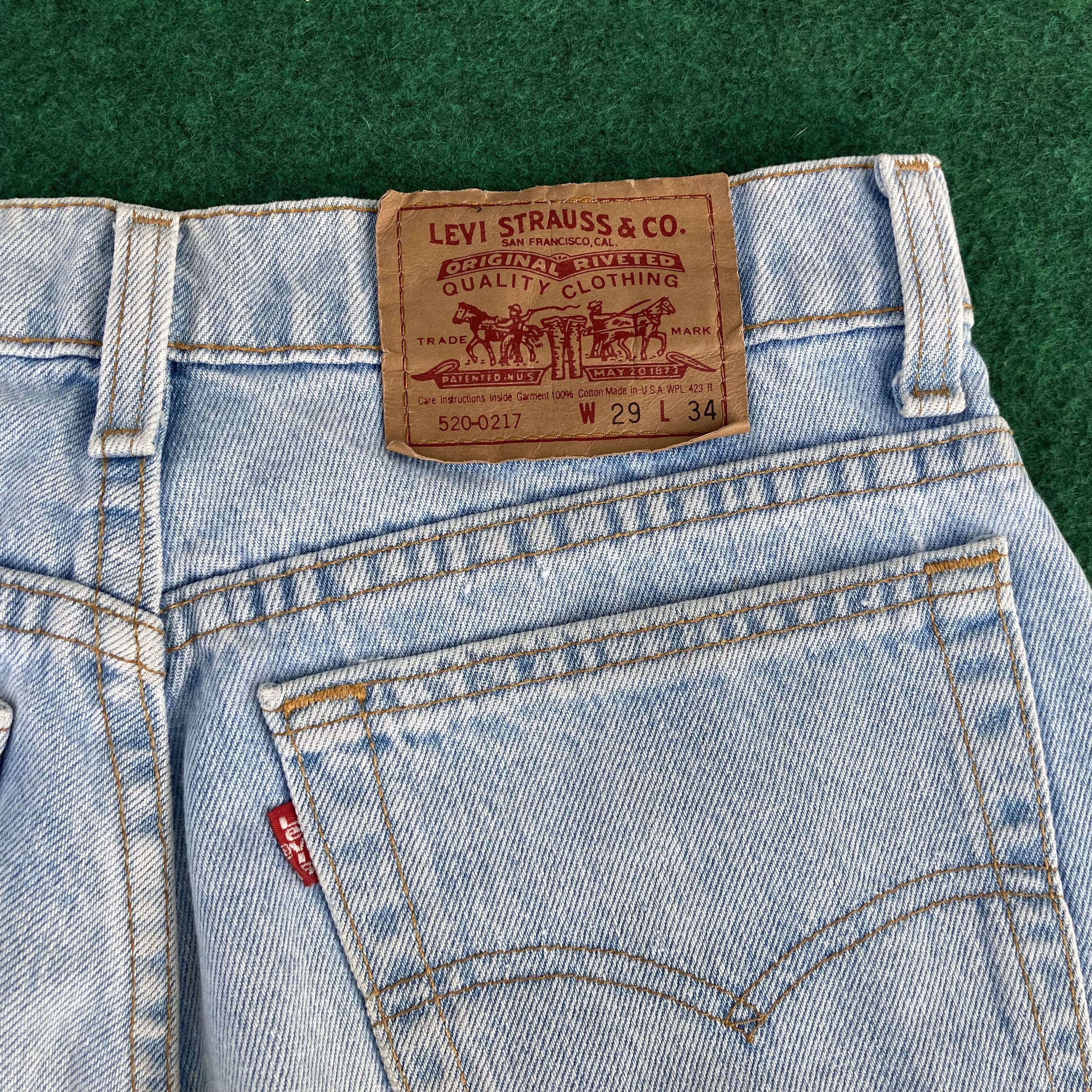Levi's × Vintage Vtg Levis 520 Short Distressed Jorts Ripped Grunge Jeans Size US 28 / EU 44 - 8 Thumbnail