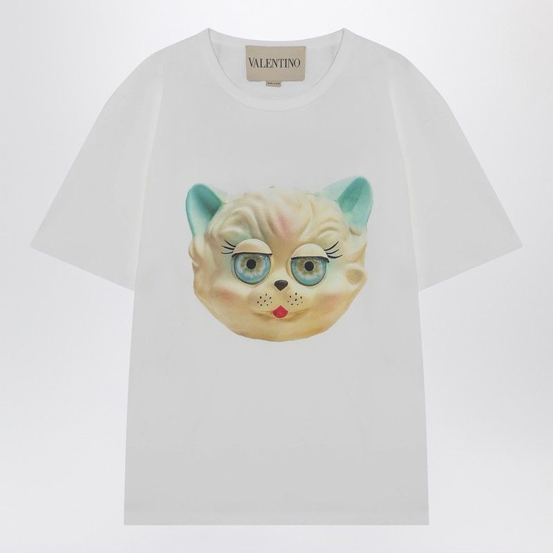 Valentino Valentino White T-Shirt With Le Chat De La Maison Print Size US S / EU 44-46 / 1 - 1 Thumbnail
