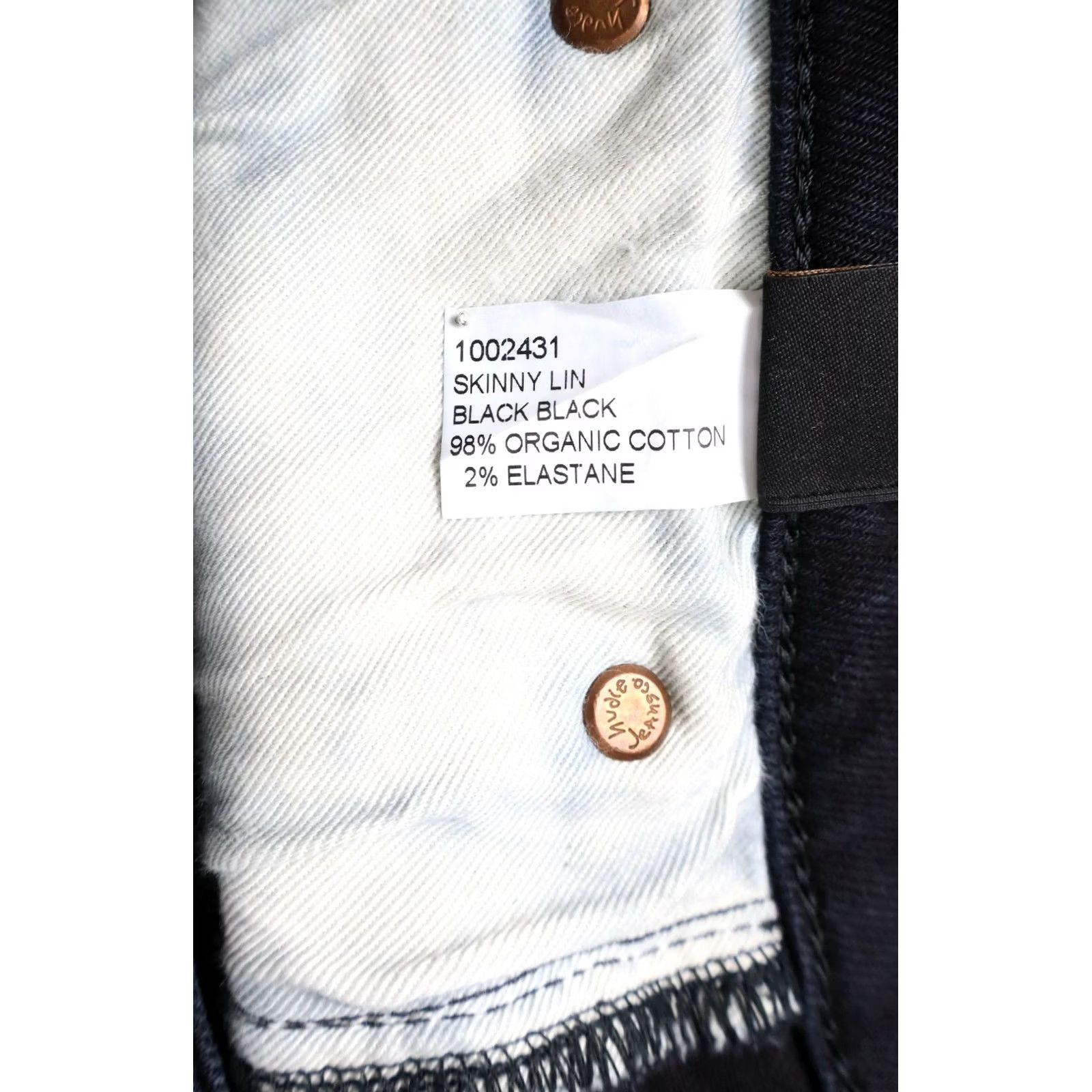 Denime Nudie Skinny Lin Black Black Jeans Men's W29/L32 Dark Blue Denim Zip Fly Size US 29 - 7 Thumbnail