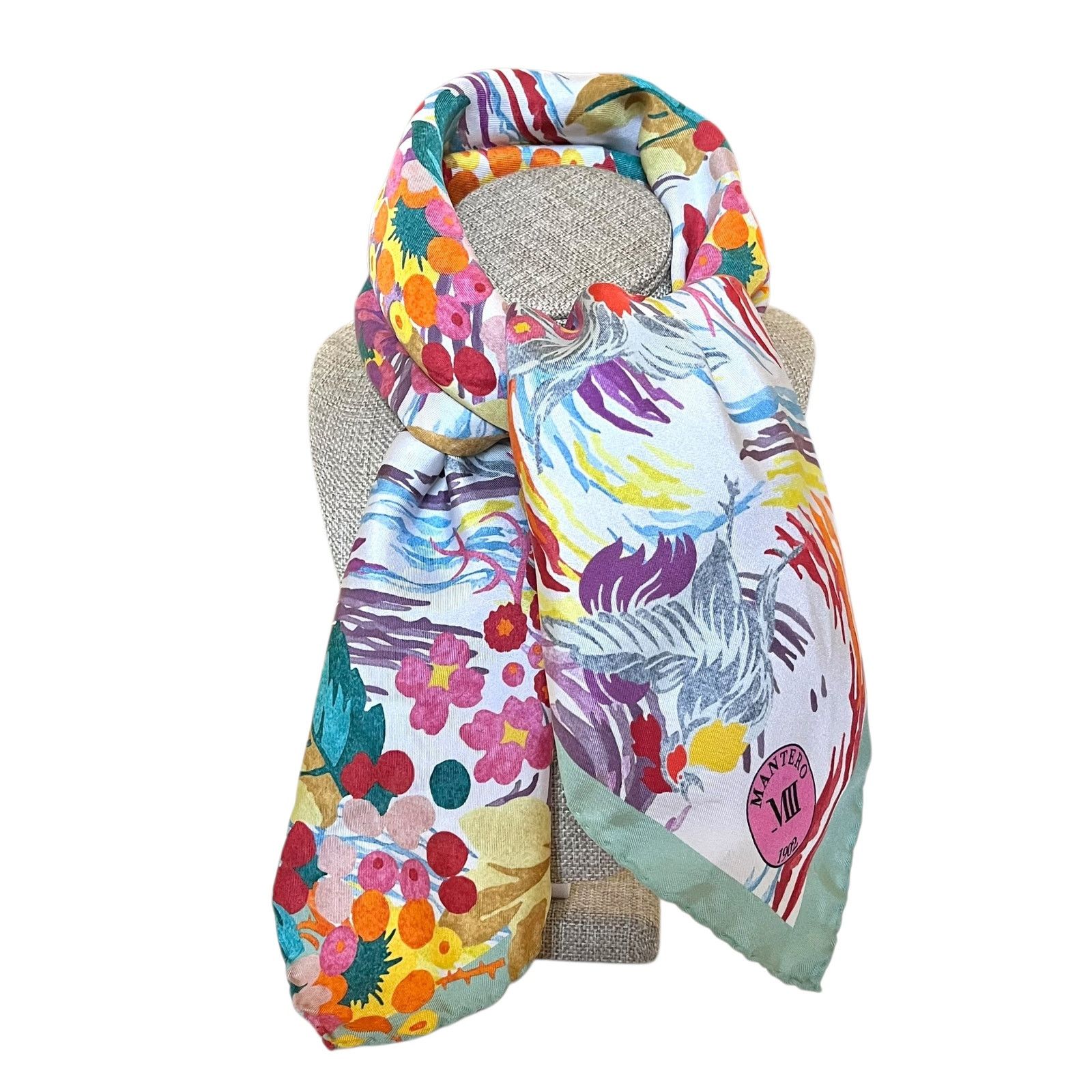 Other Mantero 1902 Colorful Floral Phoenix Silk Twill Square Scarf Size ONE SIZE - 1 Thumbnail