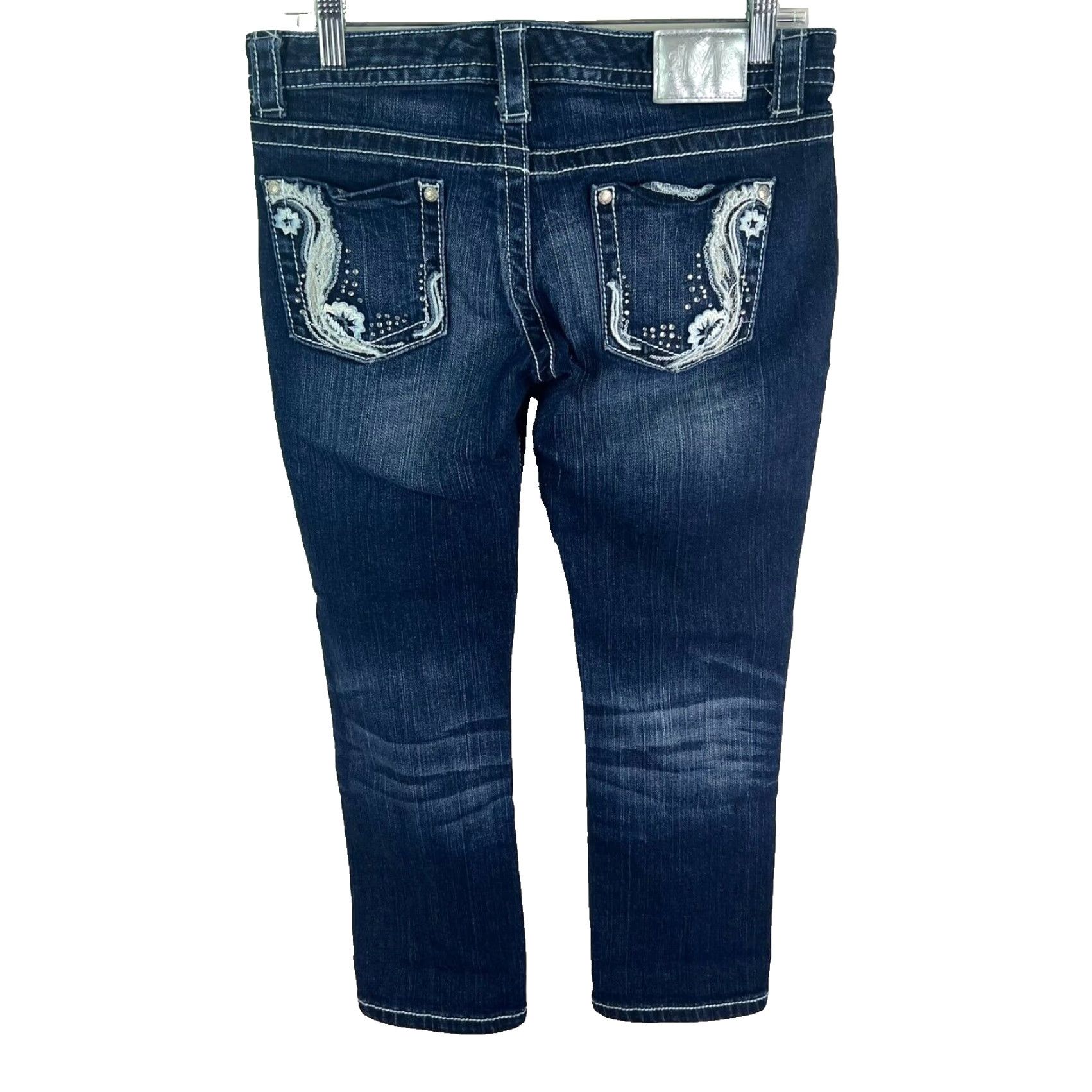 Vintage Maurices Cropped Denim Jeans Womens Size 2 Regular Embroidered Blue 90s Bohemian Love Preppy Tribal Boutiques Style Size 26" / US 2 / IT 38 - 6 Thumbnail