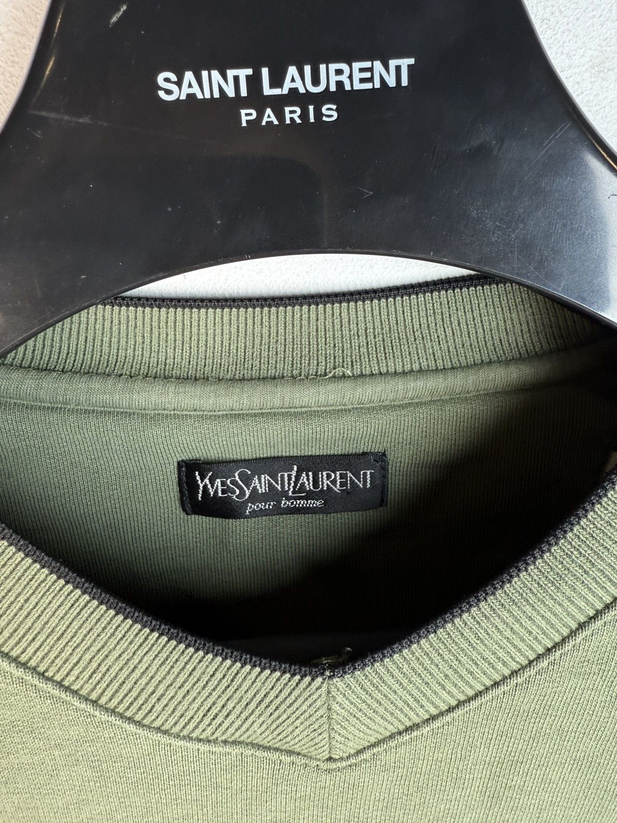 Yves Saint Laurent Green 90s YSL Sweatshirt V-Neck YSL Sweater Size US L / EU 52-54 / 3 - 5 Thumbnail