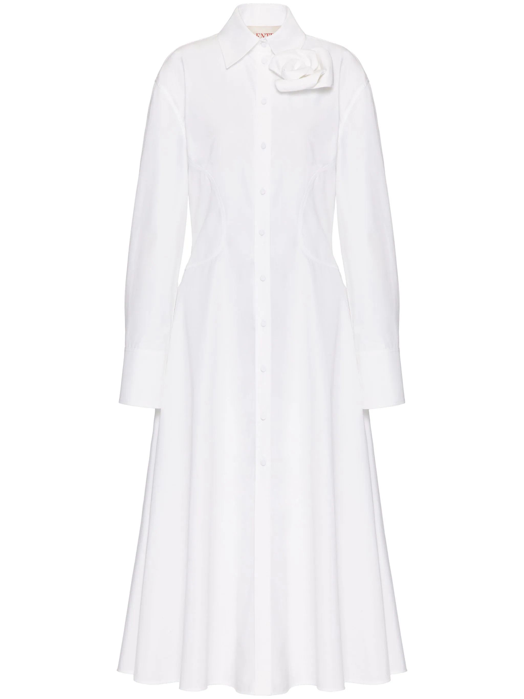 Valentino o1s22i1n0924 Compact Poplin Midi Dress in White Size M / US 6-8 / IT 42-44 - 1 Thumbnail