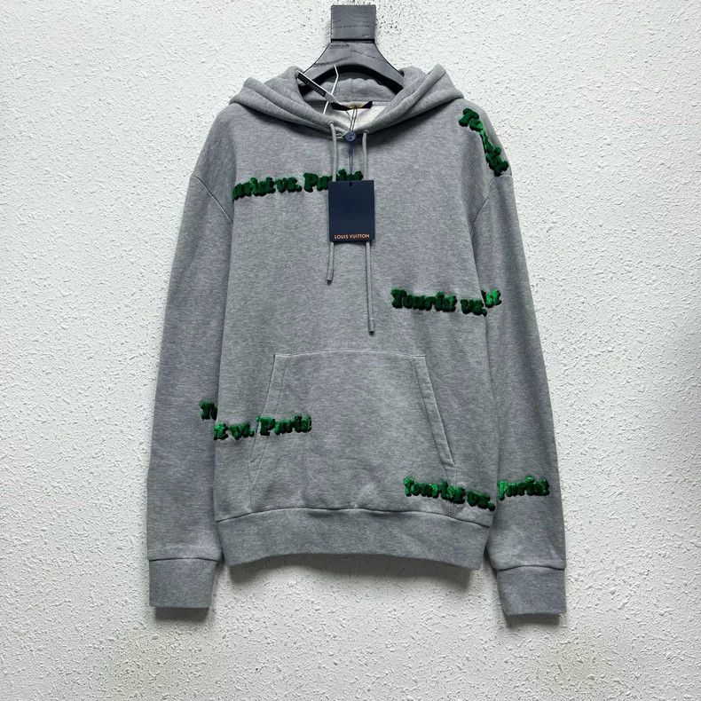 Louis Vuitton Louis Vuitton Grey Flocked Bullet Screen Letter Logo Hoodi Size US M / EU 48-50 / 2 - 1 Thumbnail