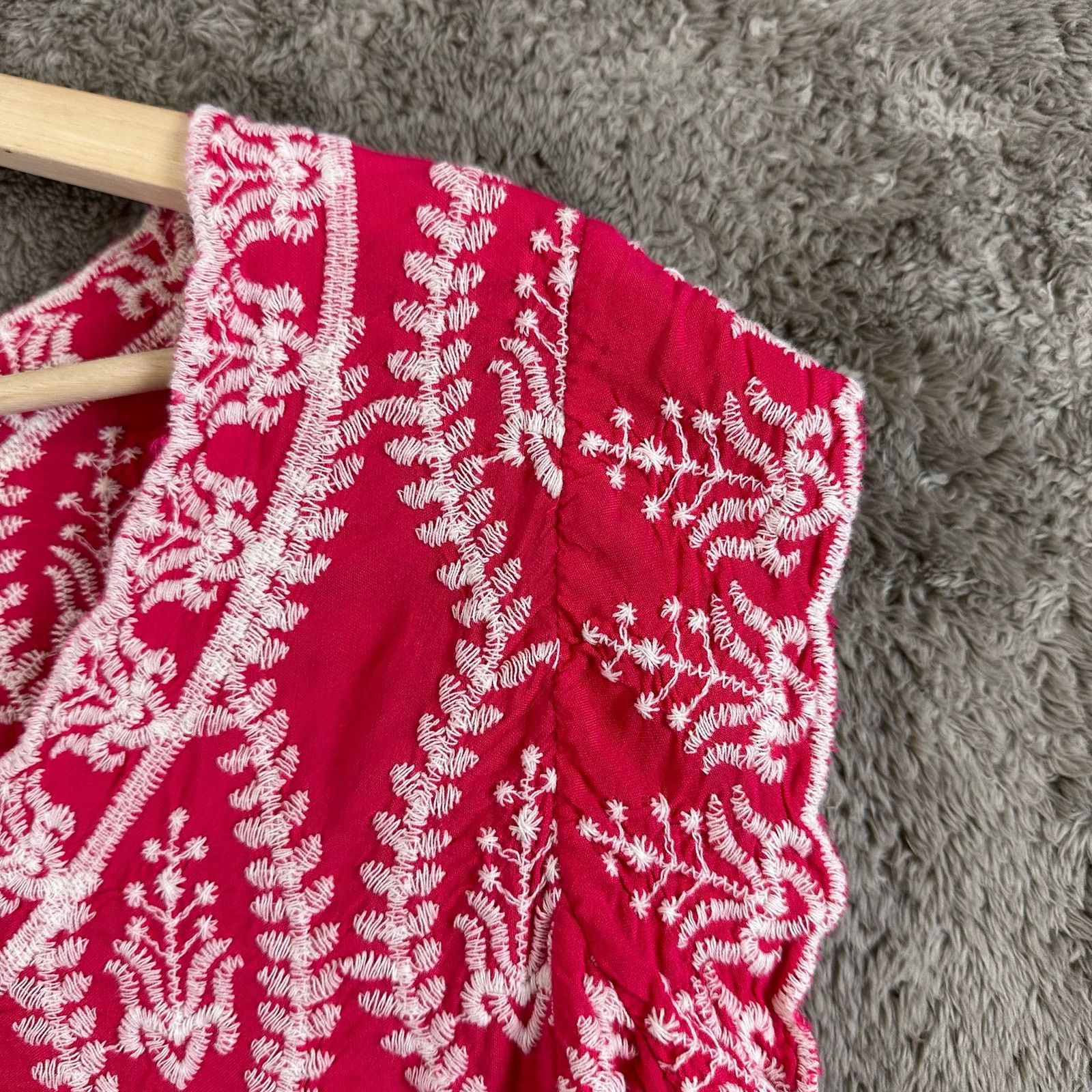 Other Solitaire Pink White Embroidered Blouse Top Sleeveless L Size L / US 10 / IT 46 - 5 Thumbnail