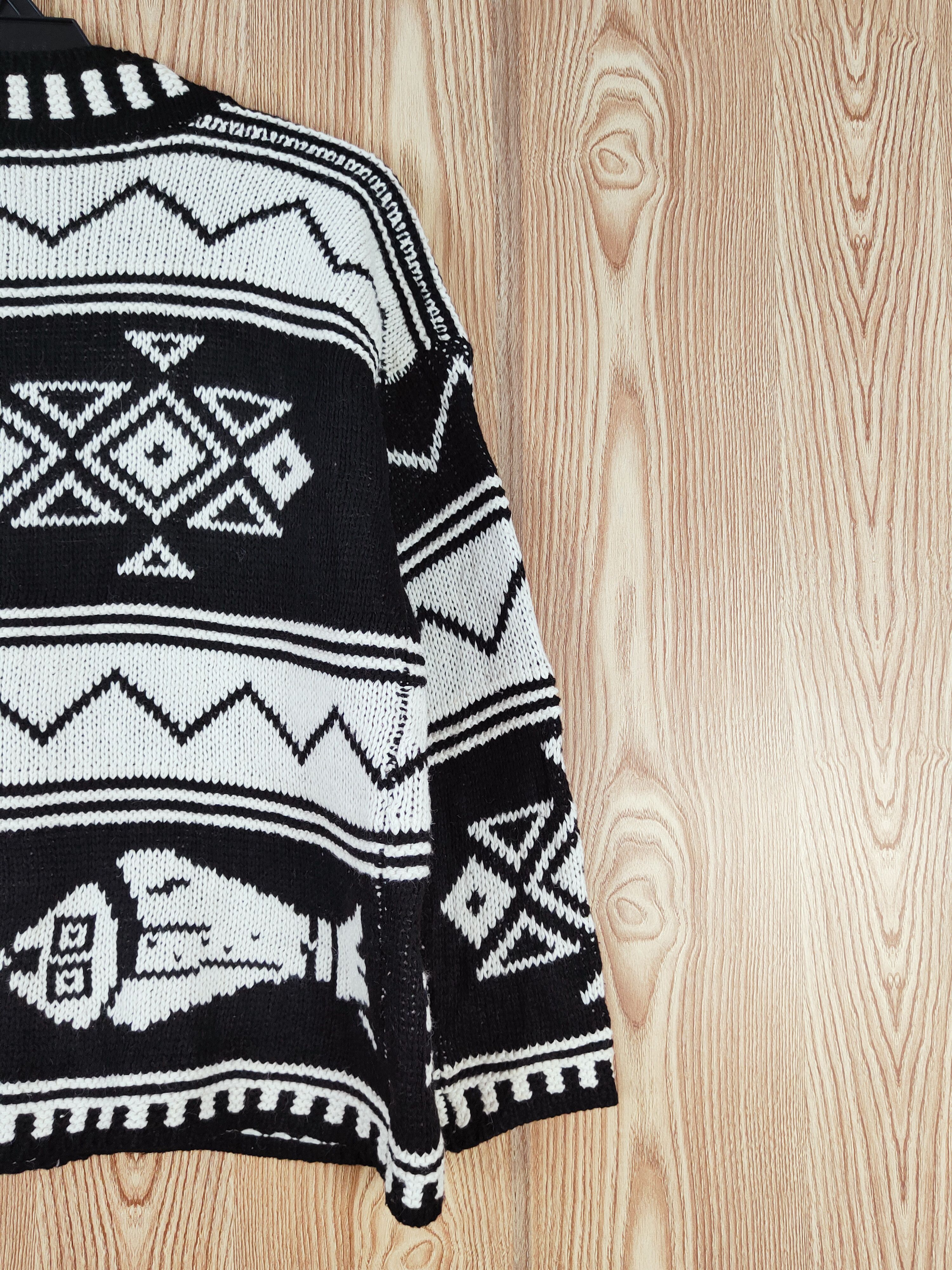 Japanese Brand DL GRL Black White motive art Knitwear Cardigan #W735 Size M / US 6-8 / IT 42-44 - 9 Thumbnail