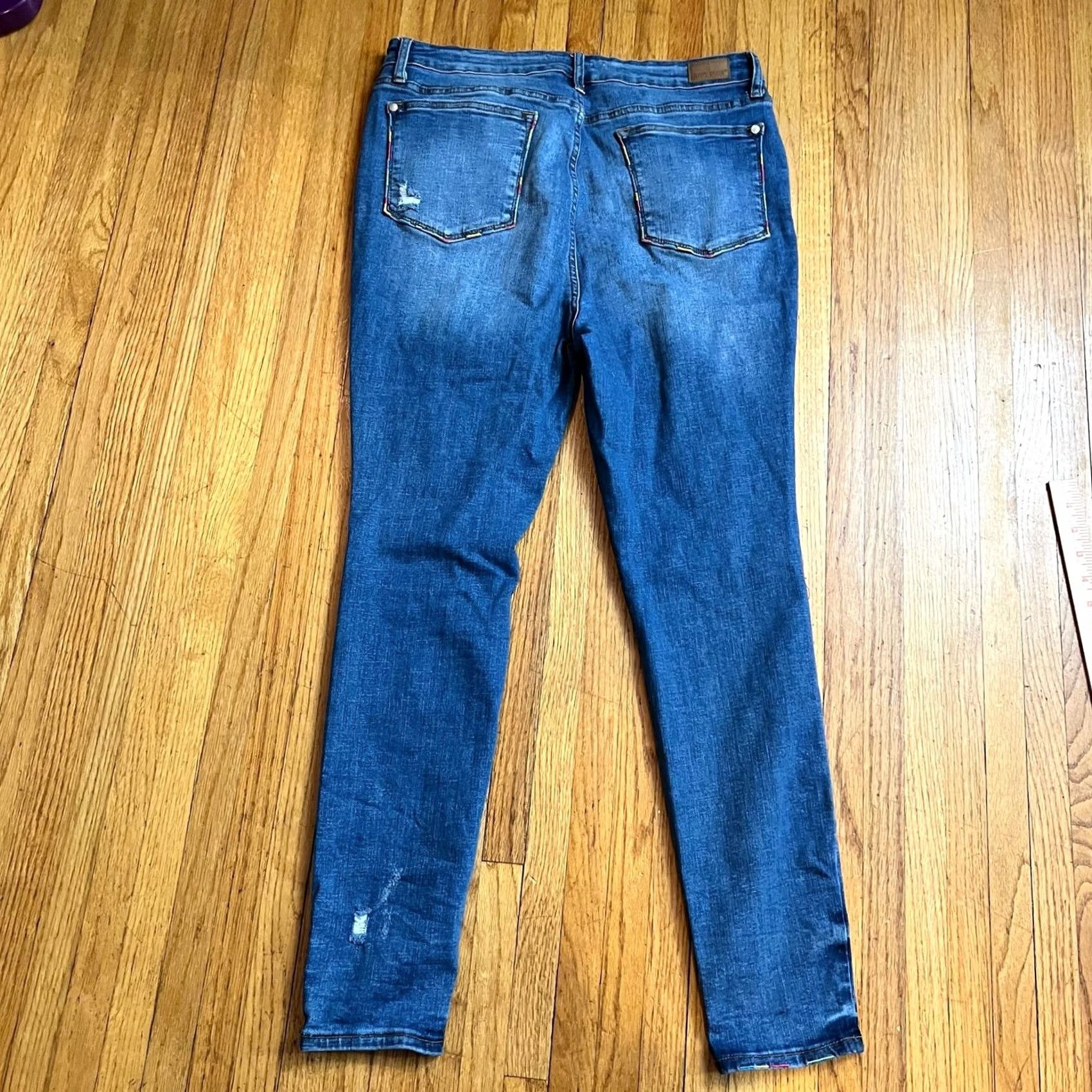Vintage Judy Blue Jeans Womens 15/32 Jeans Ankle High Rise Skinny Blue Rainbow Trim Womens Girls Size 36" / US 14 / IT 50 - 3 Thumbnail