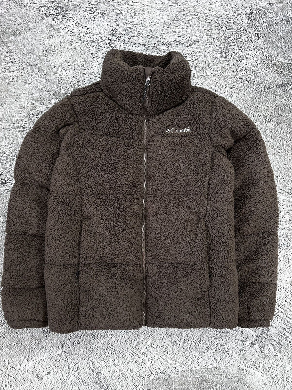 Columbia down jacket puffect teddy sherpa fleece brown