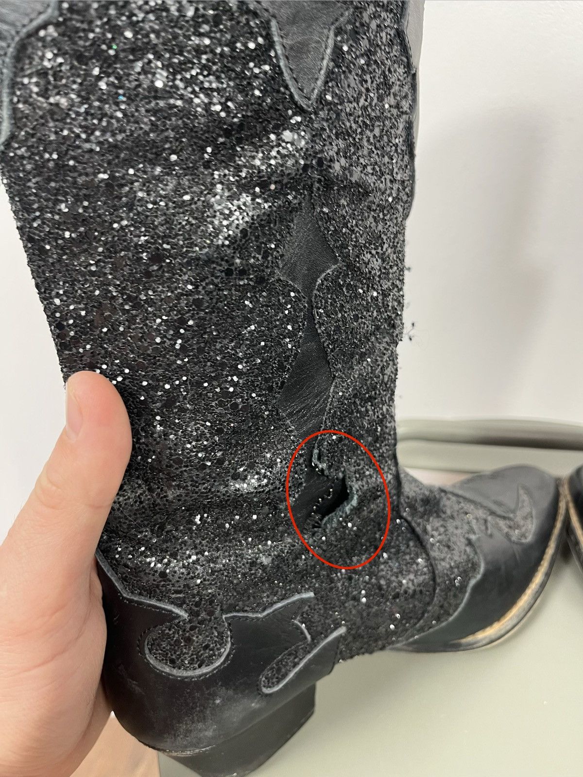 Other Black Glitter Cowboy Boots EU 39 Leather Spain Western Size US 8 / IT 38 - 6 Thumbnail