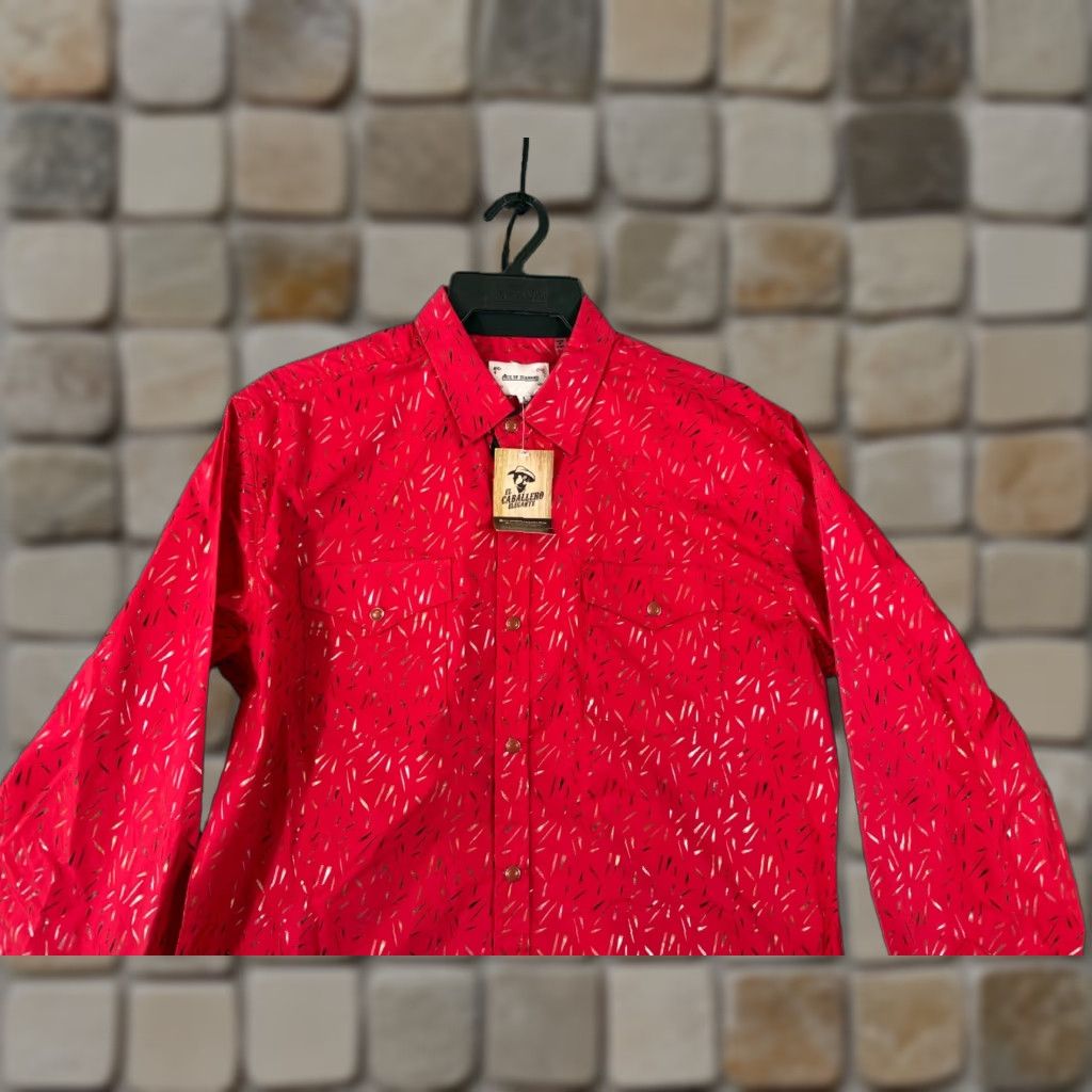 Vintage Ace of Diamond Western Shirt Mens L Red Gold Abstract Geometric Pearl Snap NWT Cowboy NWT (Ace of Diamond) Size US L / EU 52-54 / 3 - 1 Thumbnail