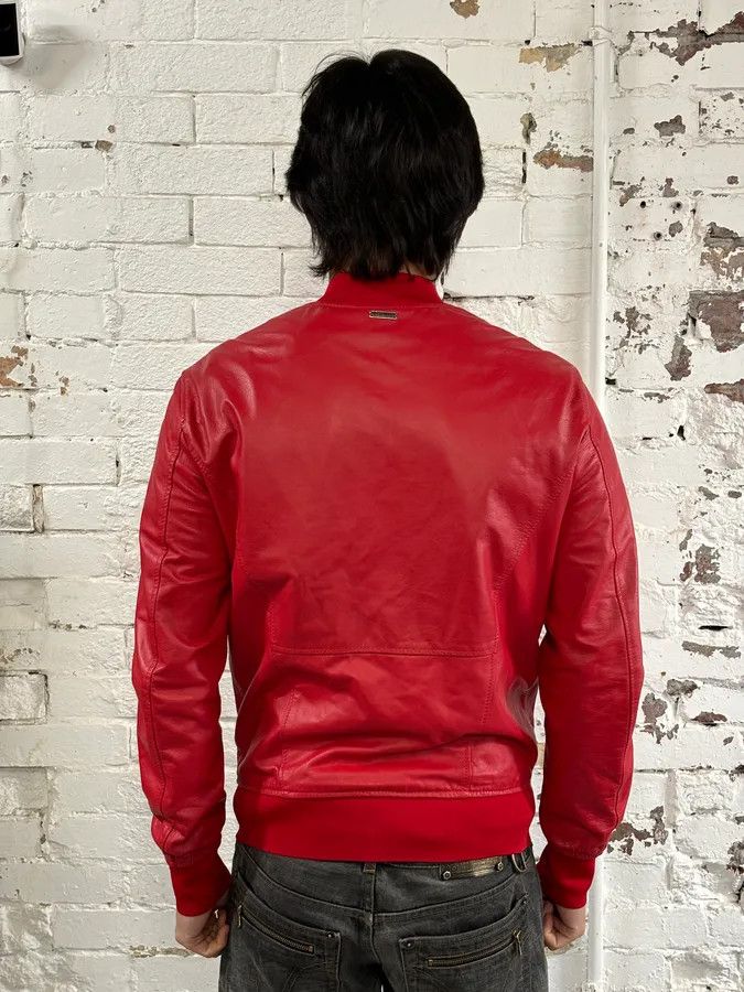 Dirk Bikkembergs 2010s Dirk Bikkembergs Red Leather Bomber Jacket Size US S / EU 44-46 / 1 - 3 Thumbnail