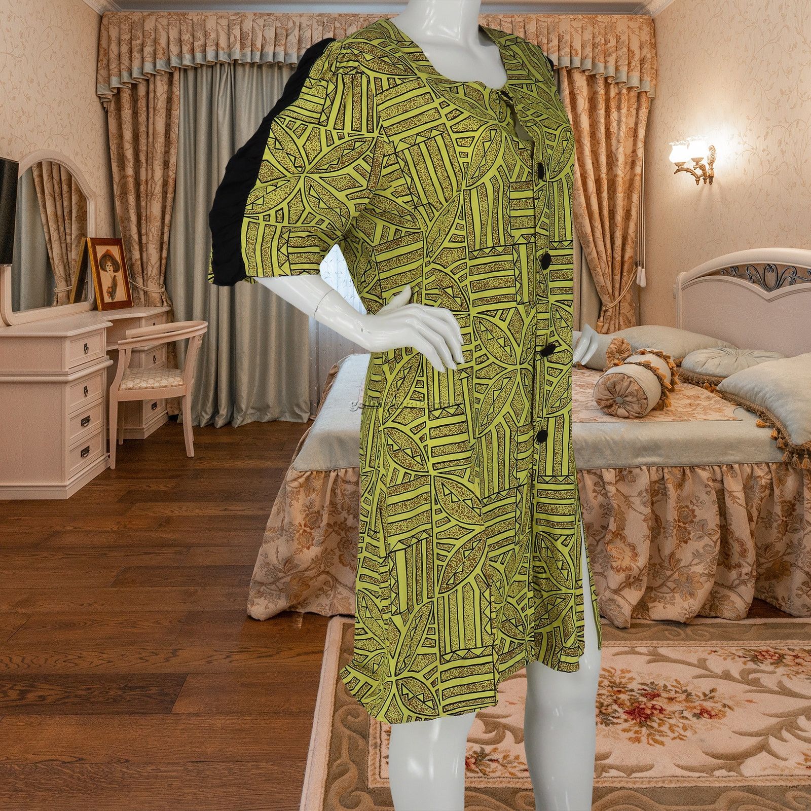 Other Vintage Tribal Ethnic Print Button-Up Dress XL Size XL / US 12-14 / IT 48-50 - 4 Thumbnail