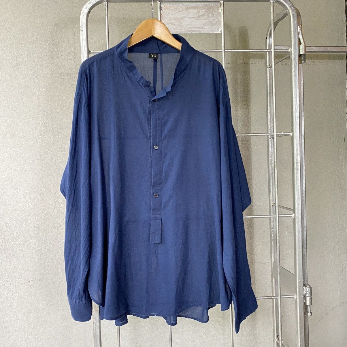 Y's Y’s Navy Stand Collar Shirt Size US XL / EU 56 / 4 - 12 Thumbnail