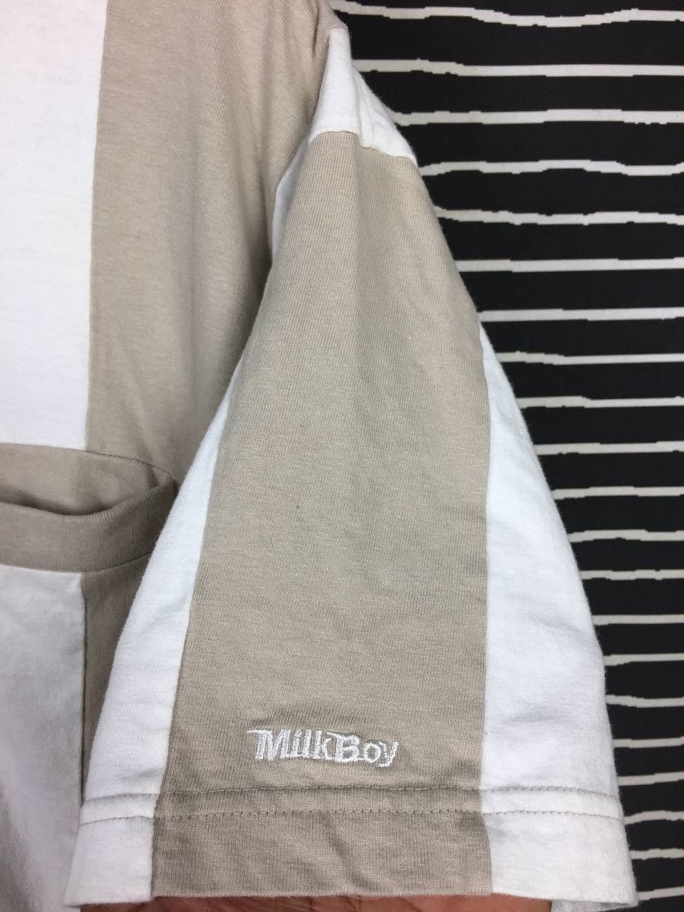 Japanese Brand × Vintage Vtg Milk Boy Japanese Brand Vertical Striped Tee Size US L / EU 52-54 / 3 - 5 Thumbnail