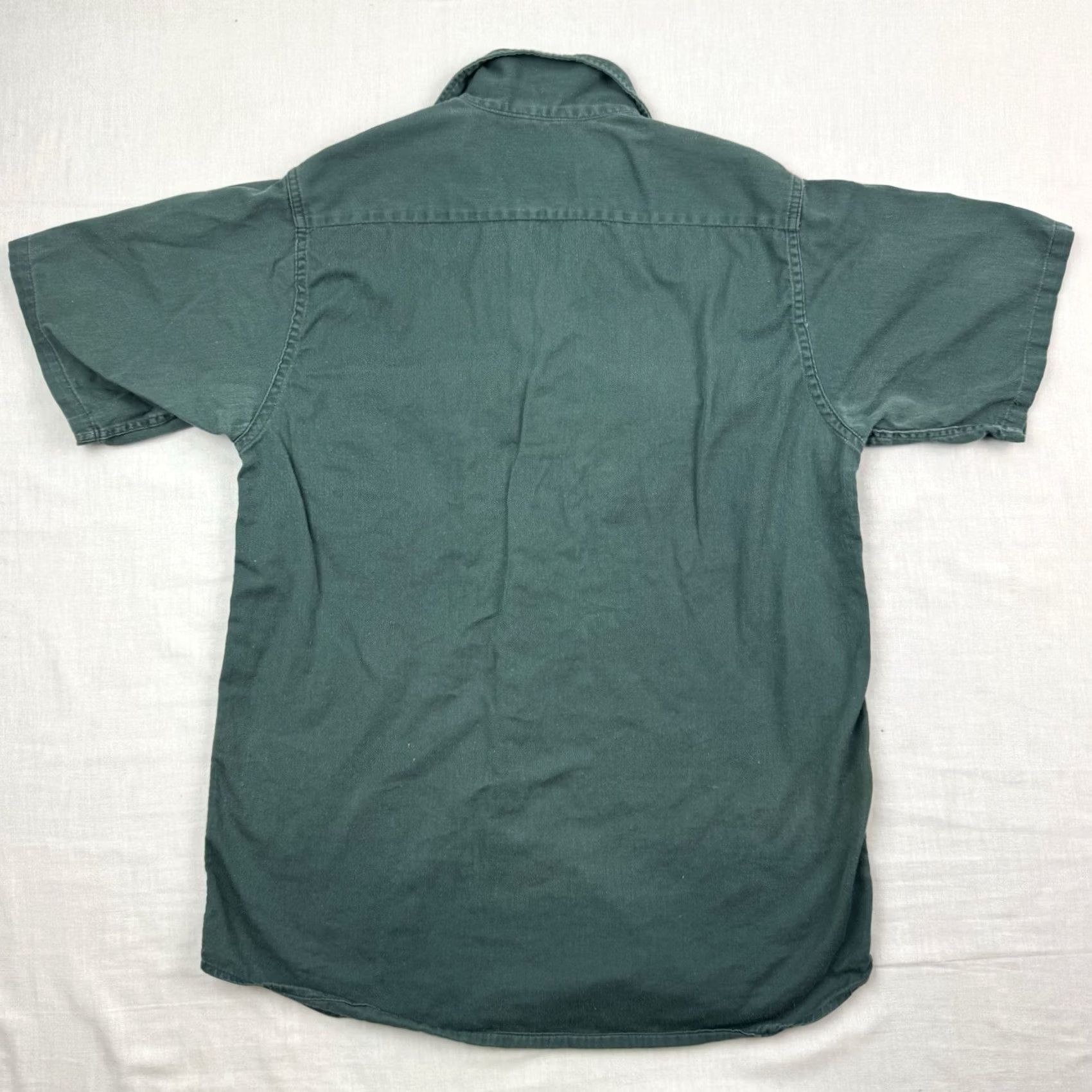 Vintage VINTAGE Sanforized Button Up Shirt Adult Medium 60s 70s Green USA Shirt Mens Regular Short Sleeve Button-Up Vintage USA 60s 70s Size US M / EU 48-50 / 2 - 7 Thumbnail