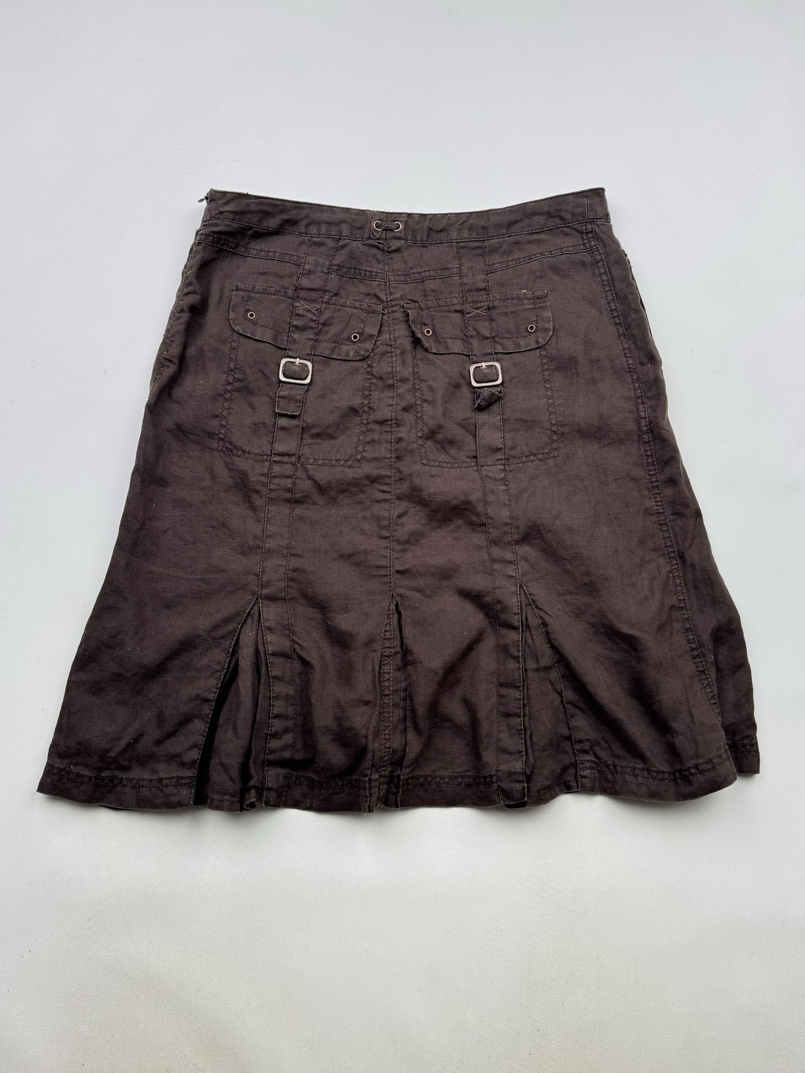 90's Cargo Linen Midi Skirt B56