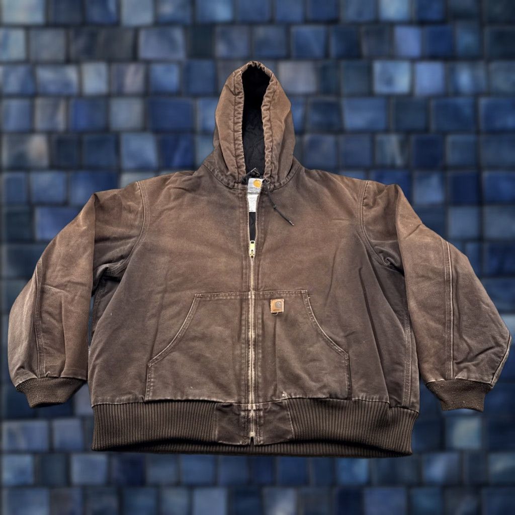 Carhartt VINTAGE Carhartt Jacket Mens Canvas 2XL Brown Hooded Insulated J130-DKB Size US XXL / EU 58 / 5 - 1 Thumbnail