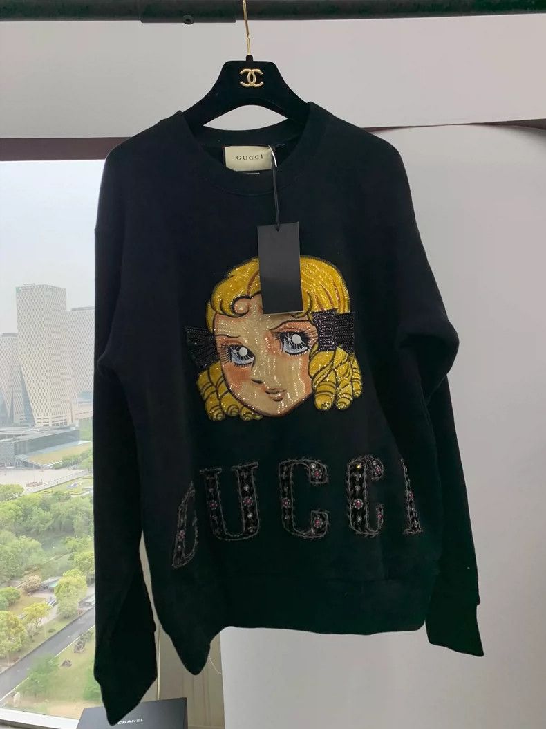 Gucci Gucci Black sequin stud bead logo sweatshirt Size US XS / EU 42 / 0 - 1 Thumbnail