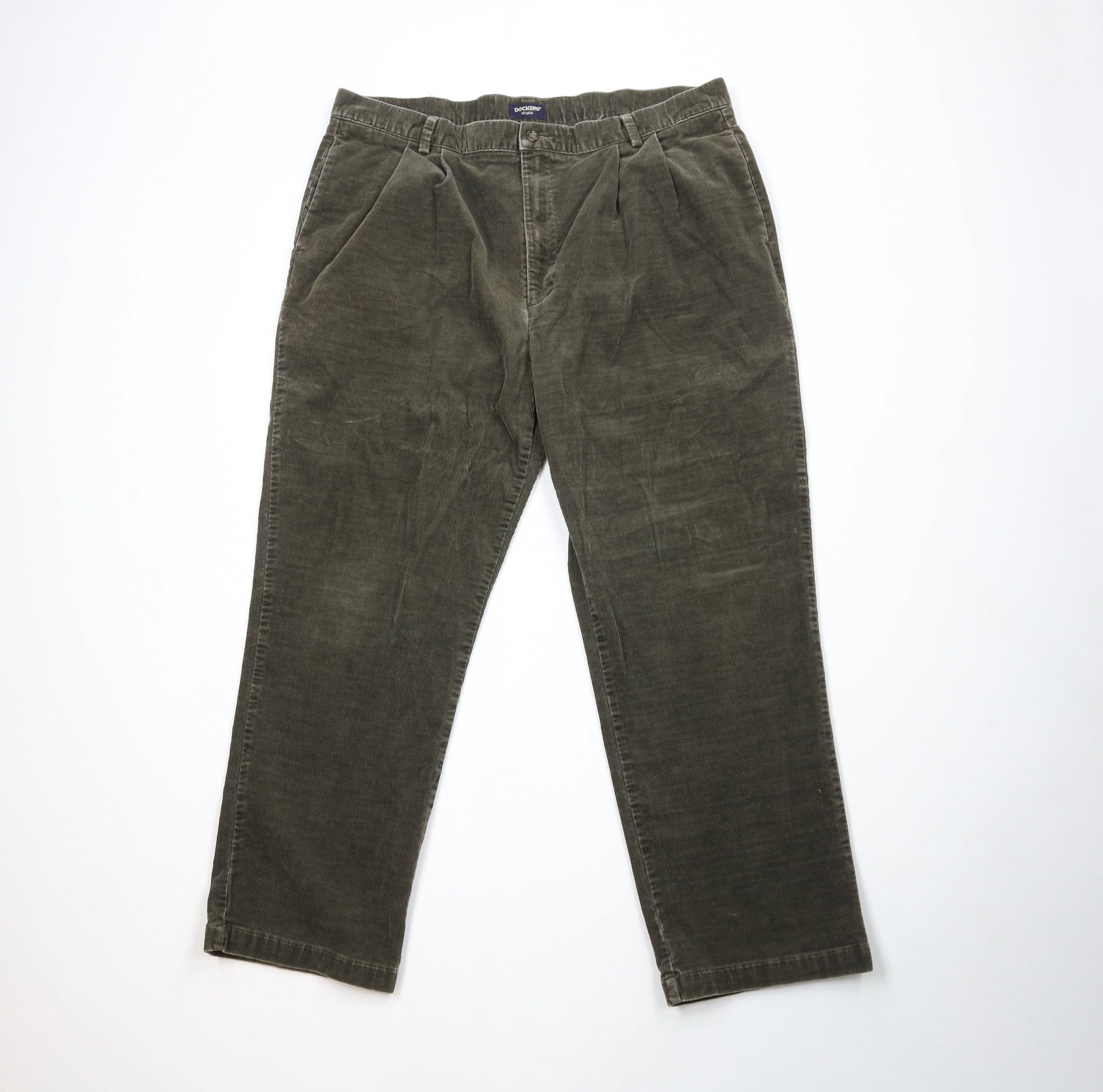 Vintage Vintage 90s Streetwear Wide Leg Corduroy Chino Pants Green Size US 40 / EU 56 - 1 Thumbnail