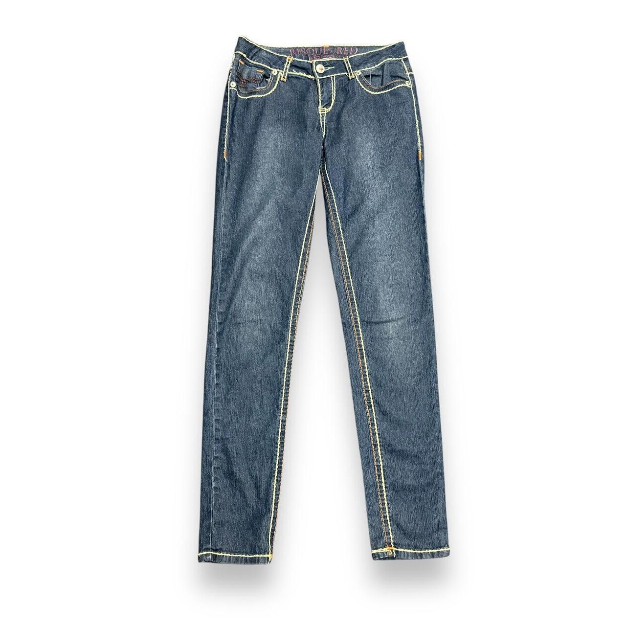 Designer Y2K Contrast Stitch Denim Skinny Jeans Size 30" / US 8 / IT 44 - 1 Thumbnail