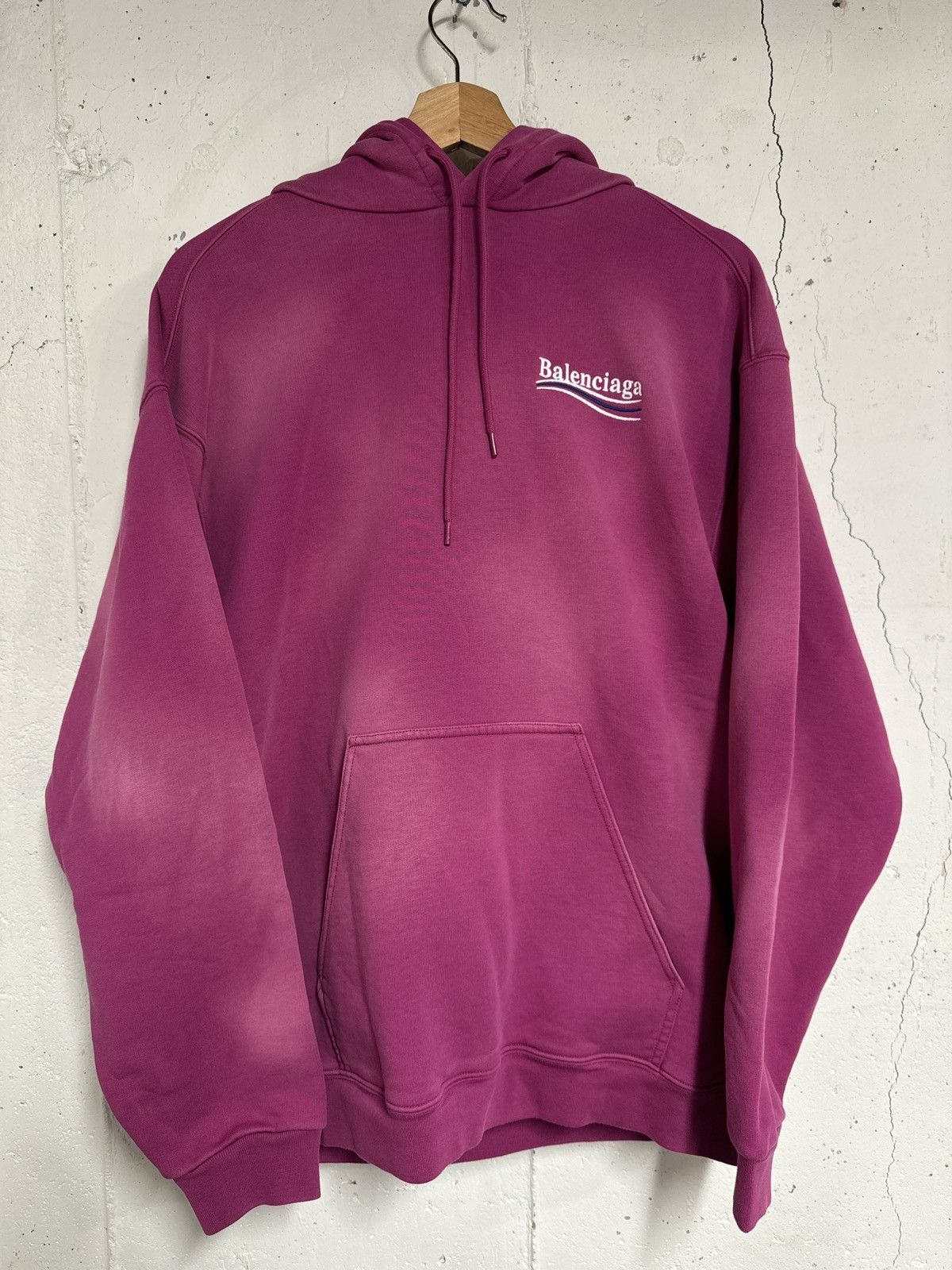 image of Balenciaga Political Campaign Hoodie Violet Dye Xs, Men's