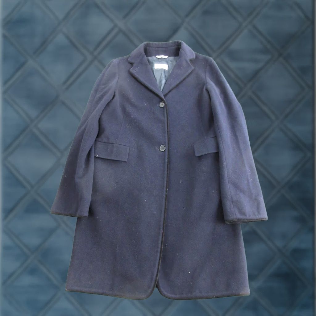 Vintage BARNEYS NEW YORK Coat Womens 42 Navy Wool Cashmere Classic Overcoat Lined Size US XS / EU 42 / 0 - 1 Thumbnail