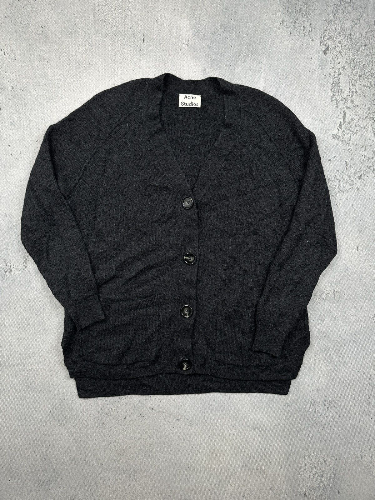 Acne Studios Acne Studios Black Alpaca Wool Cardigan Minimalist Archive Size M / US 6-8 / IT 42-44 - 1 Thumbnail