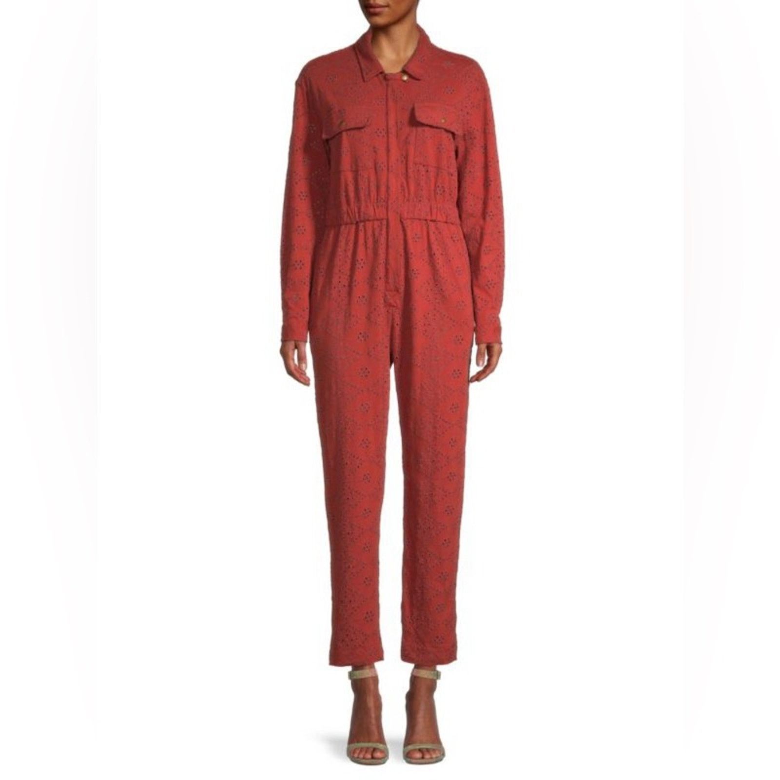 Free People Free People eyelet Set The Tone Jumpsuit in Terracotta Small Size 27" / US 4 / IT 40 - 3 Thumbnail