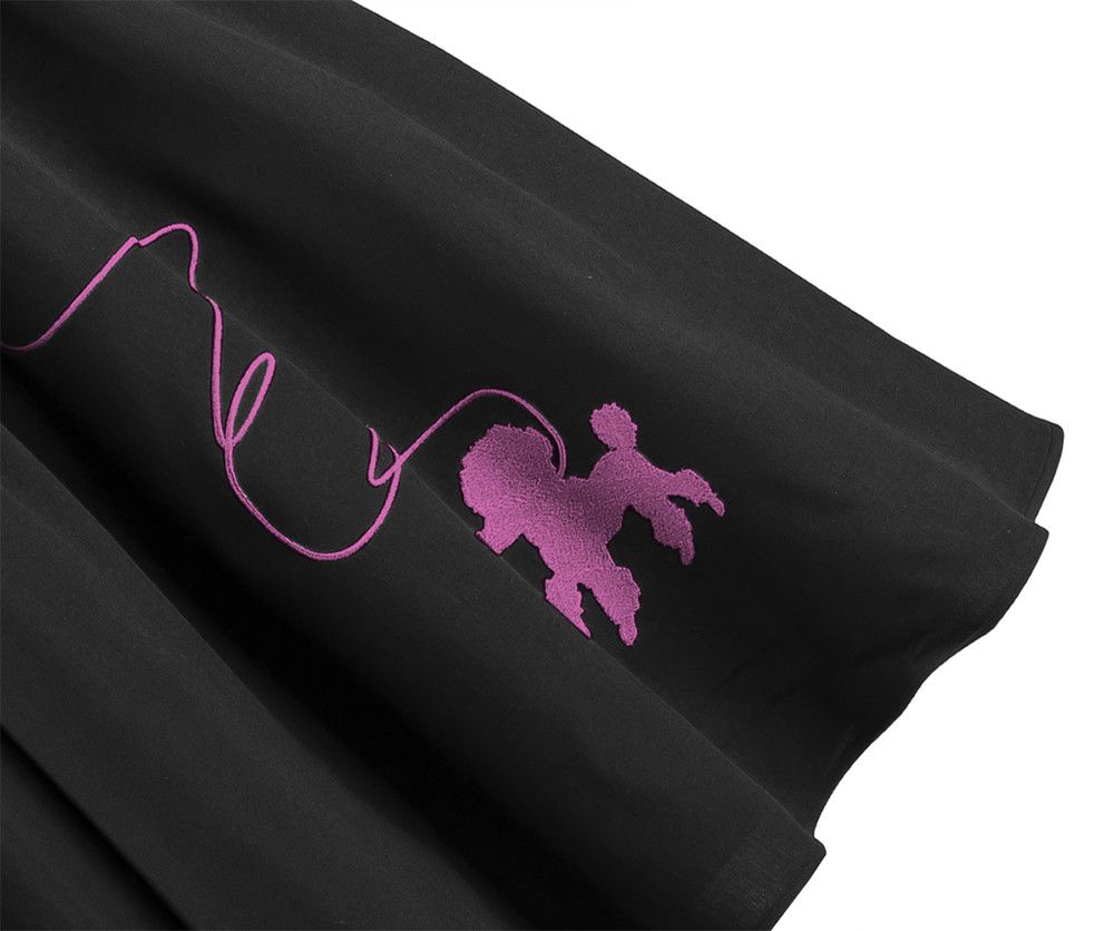 Other Black 50's Poodle Embroidery Swing Skirt with Pockets Size 32" / US 10 / IT 46 - 2 Thumbnail