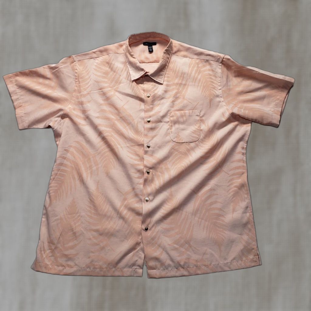 Van Heusen Van Heusen Shirt Men 2XL Pink Hawaiian Button-Up Short Sleeve Collared 18 18.5 Adult Regular Size US XXL / EU 58 / 5 - 1 Thumbnail
