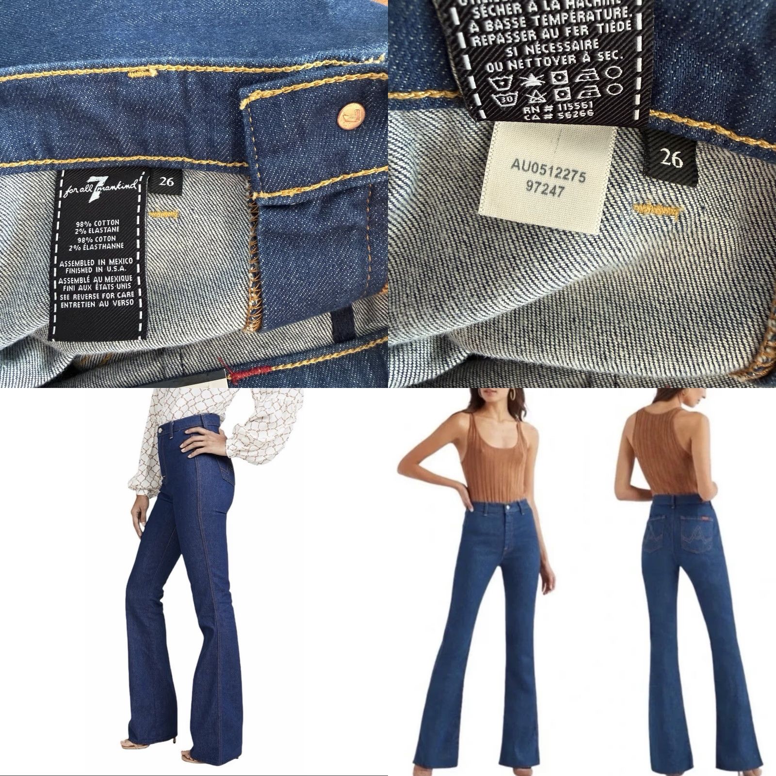 7 For All Mankind VINTAGE 7 FOR ALL MANKIND High Rise Flare Jeans A Pocket 26 Blue Women 7 For All Mankind Jeans Limited Ed. Capsule Collection 90s? Size 26" / US 2 / IT 38 - 8 Thumbnail