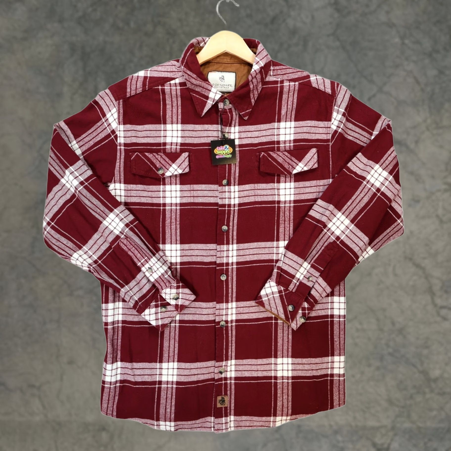 Vintage Legendary Whitetails Flannel Shirt Mens Large Maroon Plaid Button Up Size US L / EU 52-54 / 3 - 1 Thumbnail