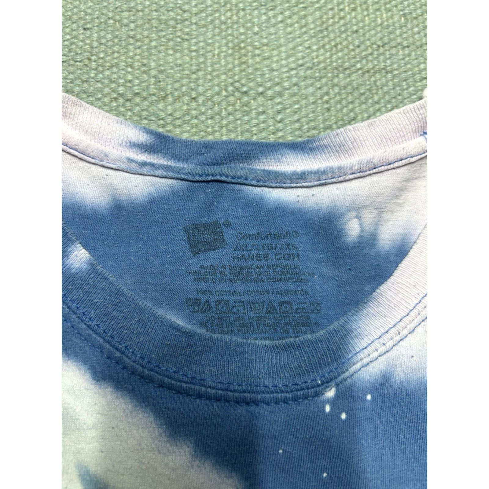 Hanes Hanes Pocket T Shirt Bleach Tie Dye Blue White Hippie Cotton Distressed XL Men Regular Pockets Size US XL / EU 56 / 4 - 6 Thumbnail