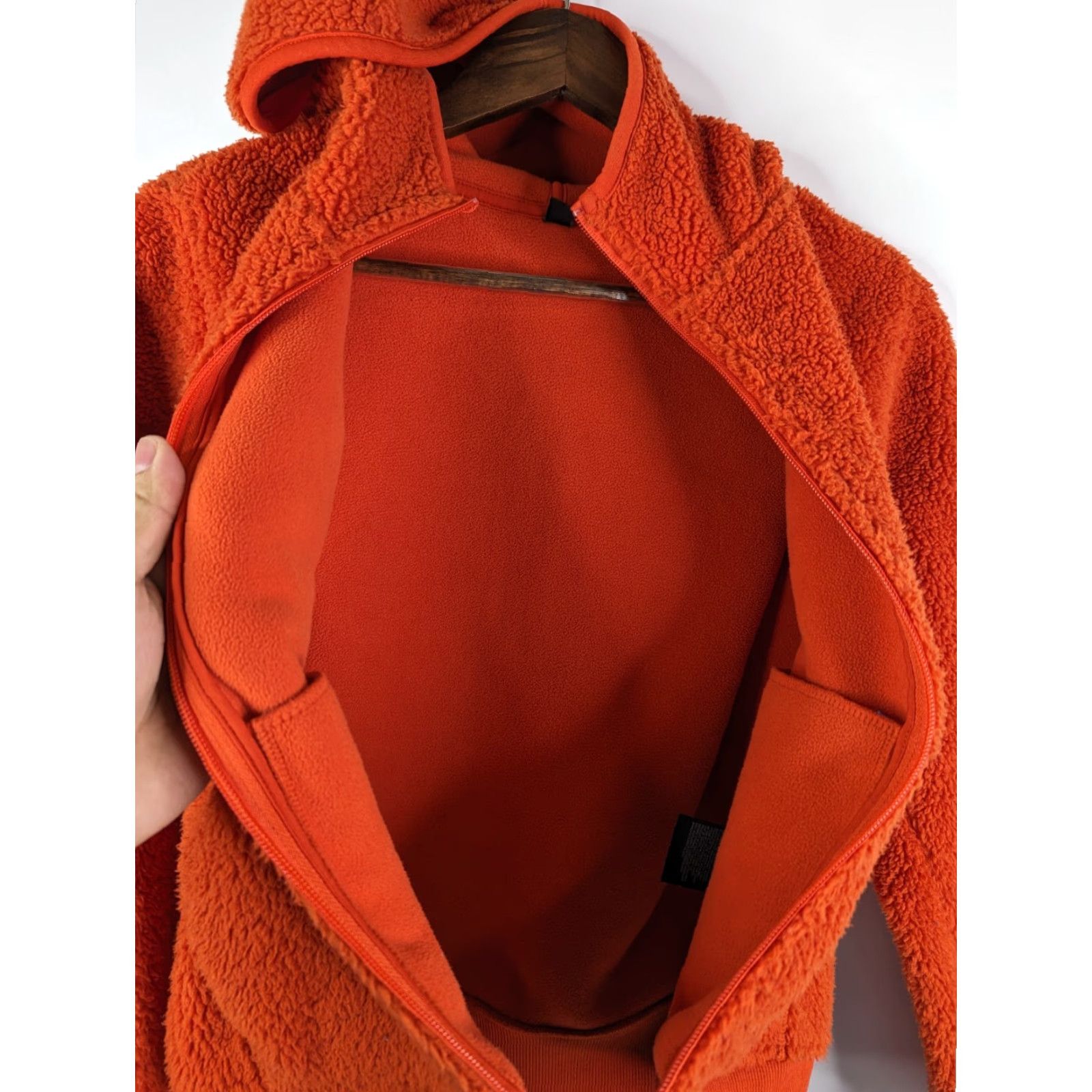 Uniqlo VINTAGE Uniqlo Blocktech Fleece Pile-Lined Zip Hoodie Fleece Jacket Orange XS Women Hoodie Sleeve Long Zip Size XS / US 0-2 / IT 36-38 - 6 Thumbnail