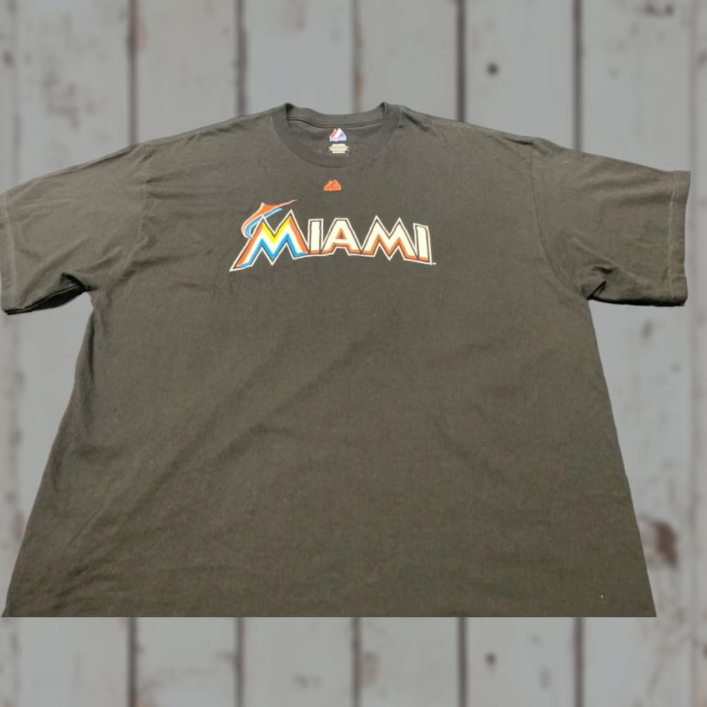 MLB Miami Marlins Majestic 2XL Men Black Baseball T-Shirt Logo Reyes #7 Sports Jersey Size US XXL / EU 58 / 5 - 1 Thumbnail
