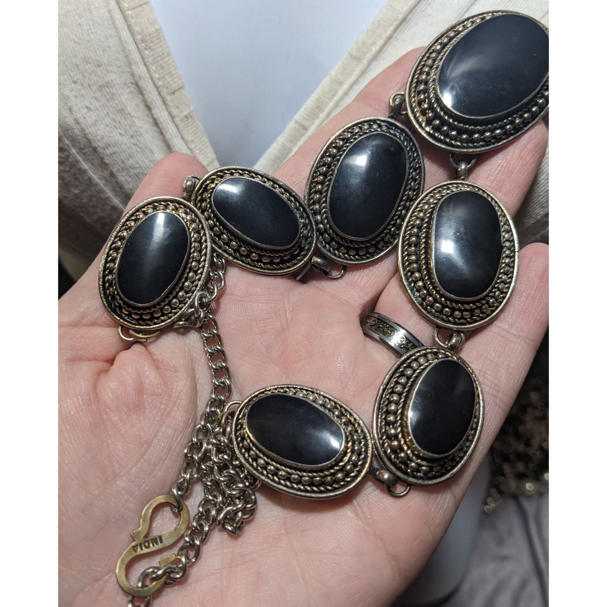 Other Black And Silver Enamel Cabochon Necklace Size ONE SIZE - 7 Thumbnail