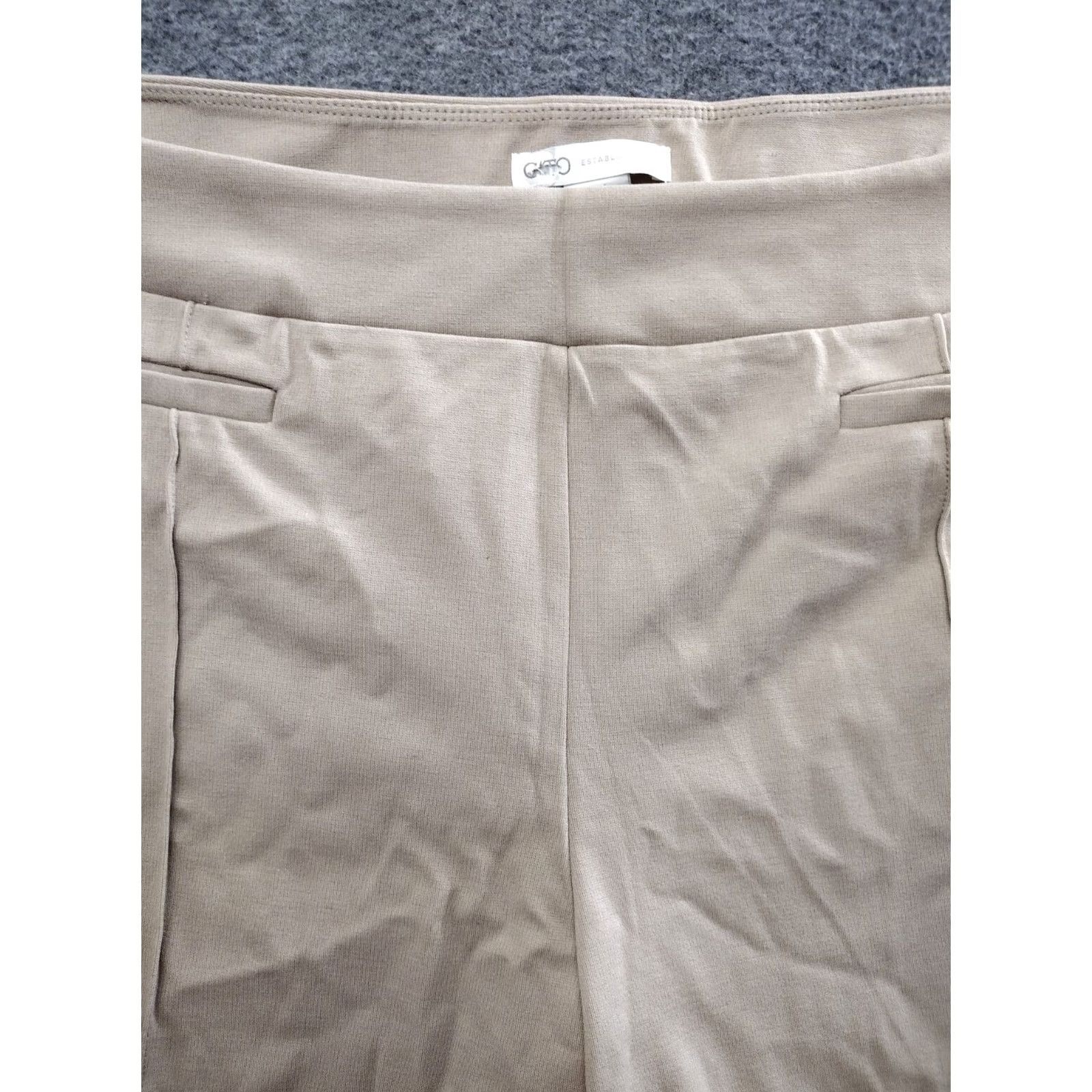 Vintage GATO Beige Pull On Ankle Pants Women's 22/24WP Casual Career Twist: 90s Theme, High Rise, Pockets, Regular Fit, Plus Size Size 40" / US 18 - 2 Thumbnail