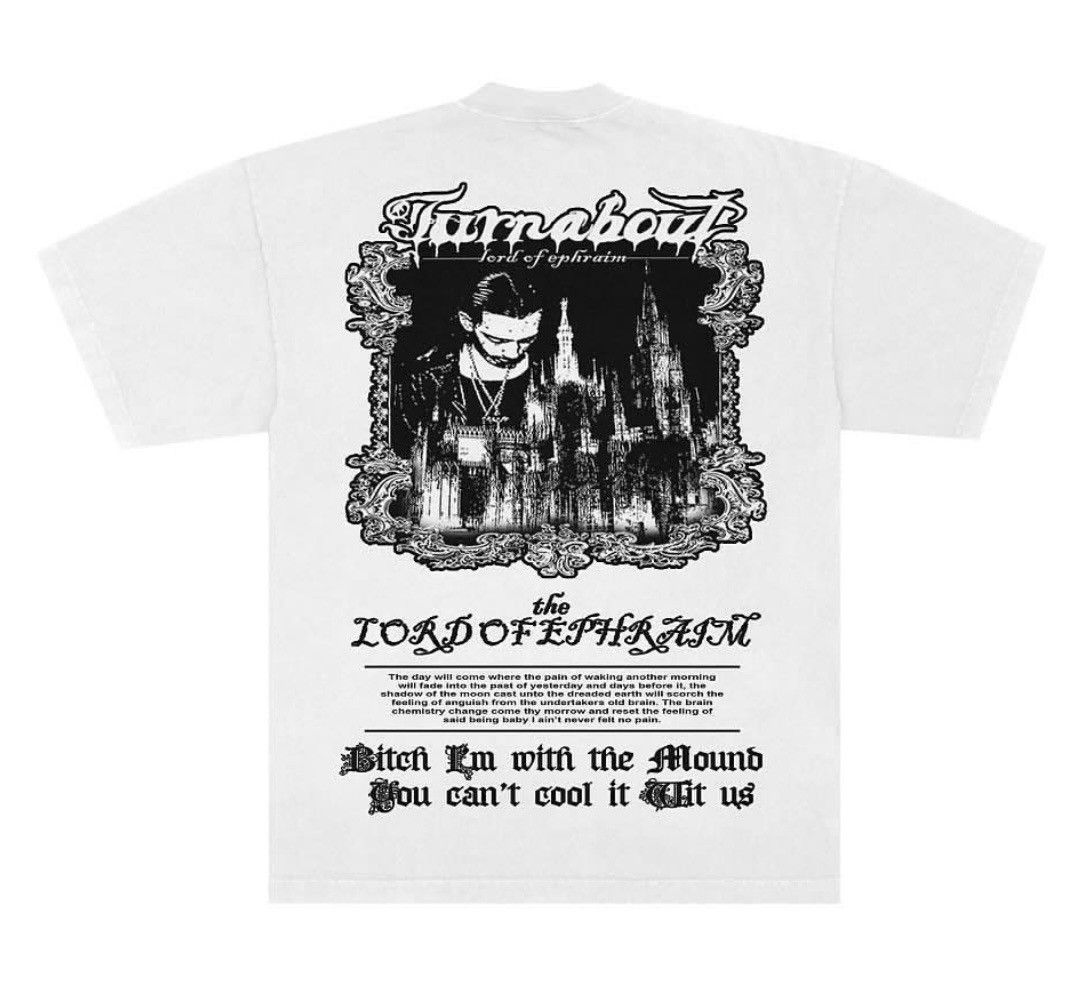 image of Drain Gang x Goth&money Turnabout - Loe White Cross T Shirt Haunted Mound Sematary, Men's (Size XL)