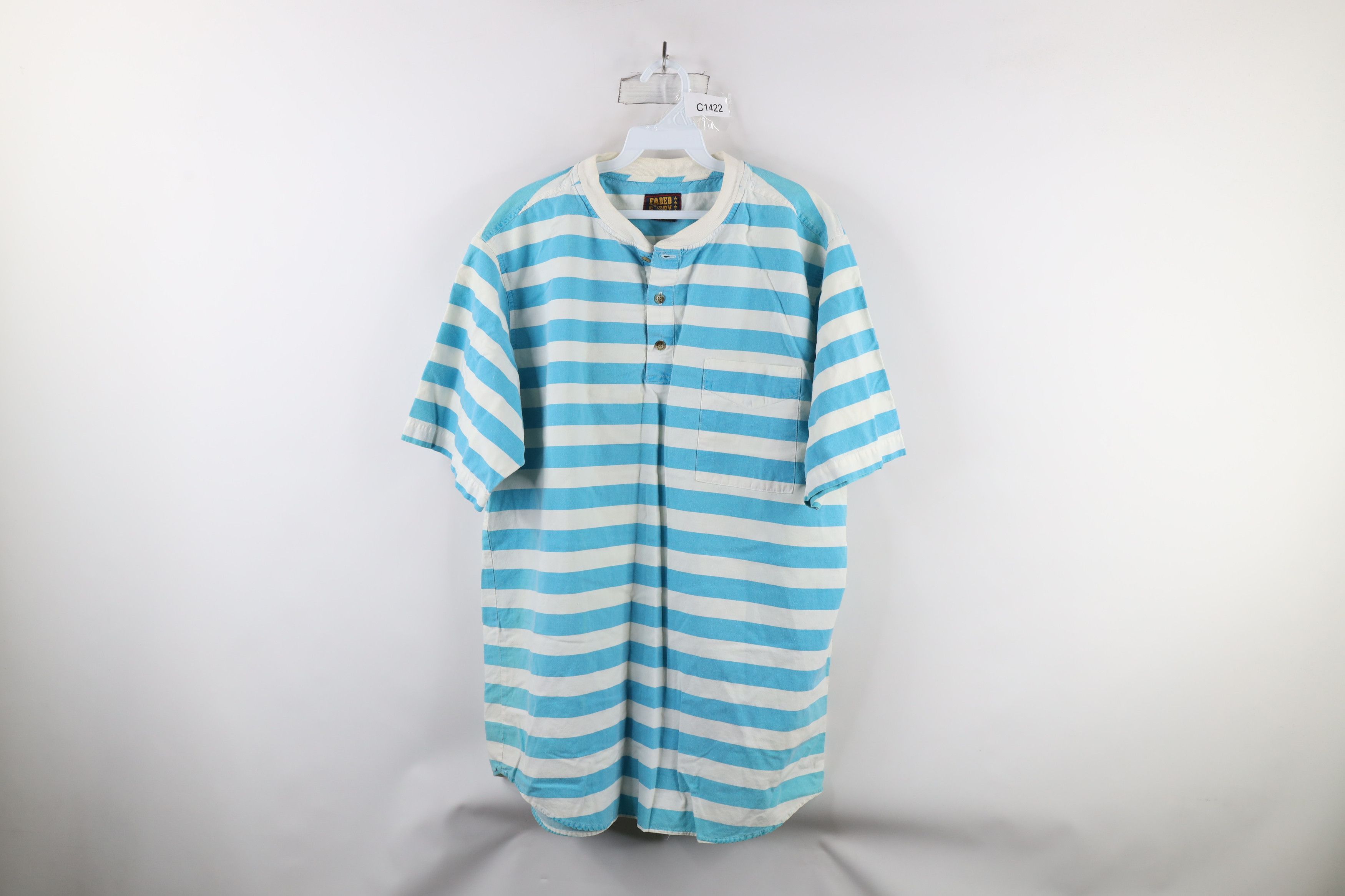 Vintage Vintage 90s Streetwear Block Short Sleeve Henley T-Shirt Size US L / EU 52-54 / 3 - 1 Thumbnail